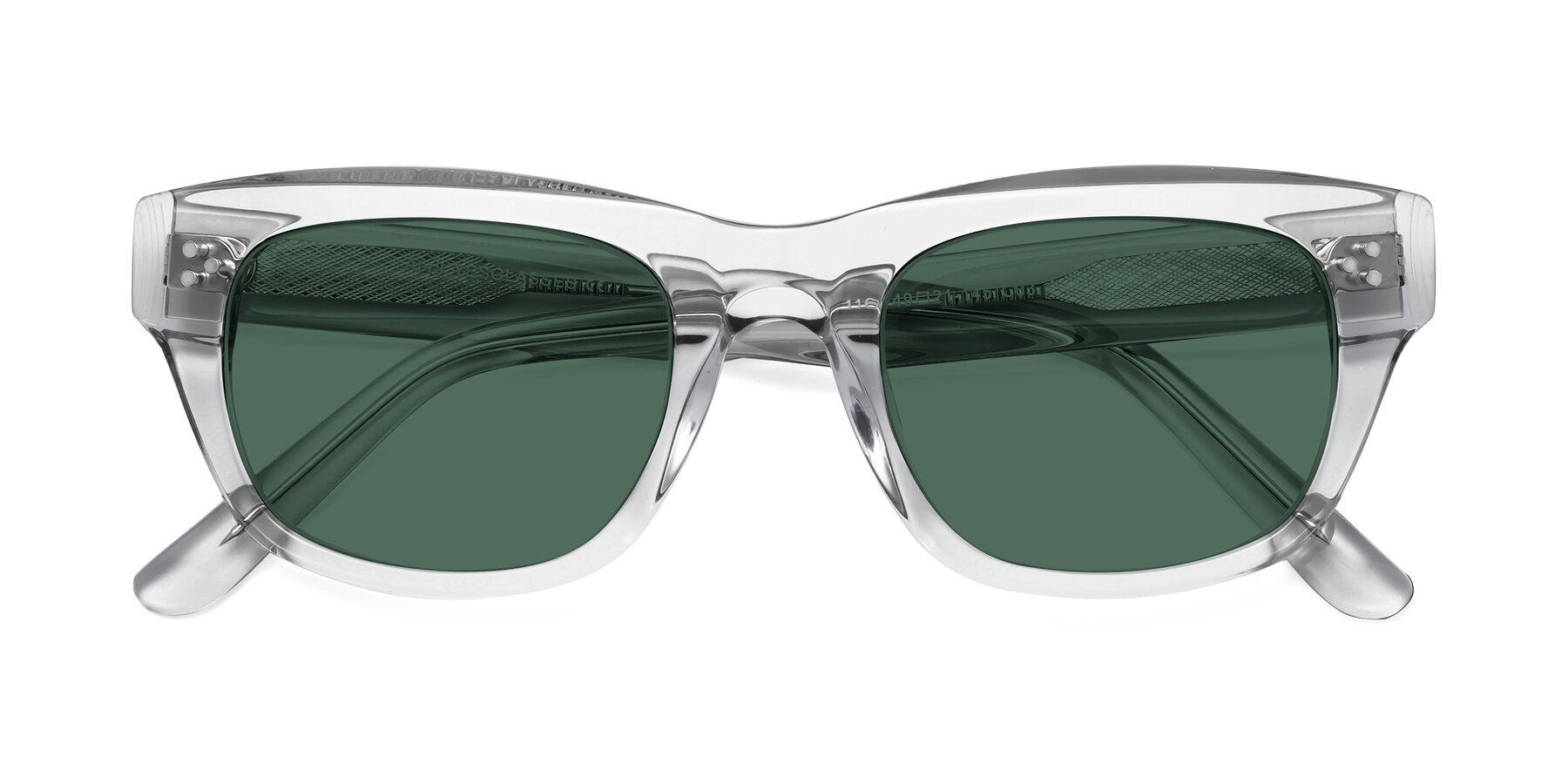 Folded Front of April in Clear with Green Polarized Lenses