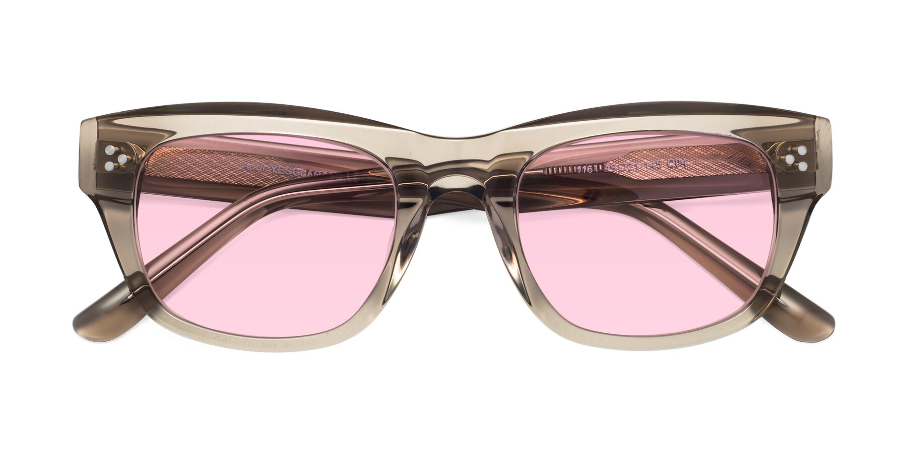Folded Front of April in Amber with Light Pink Tinted Lenses