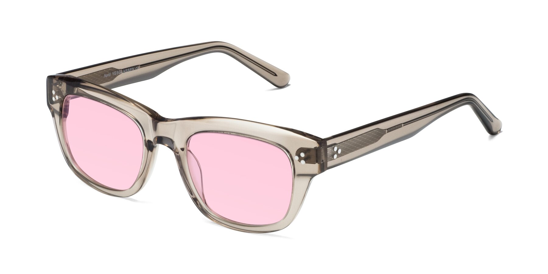 Angle of April in Amber with Light Pink Tinted Lenses