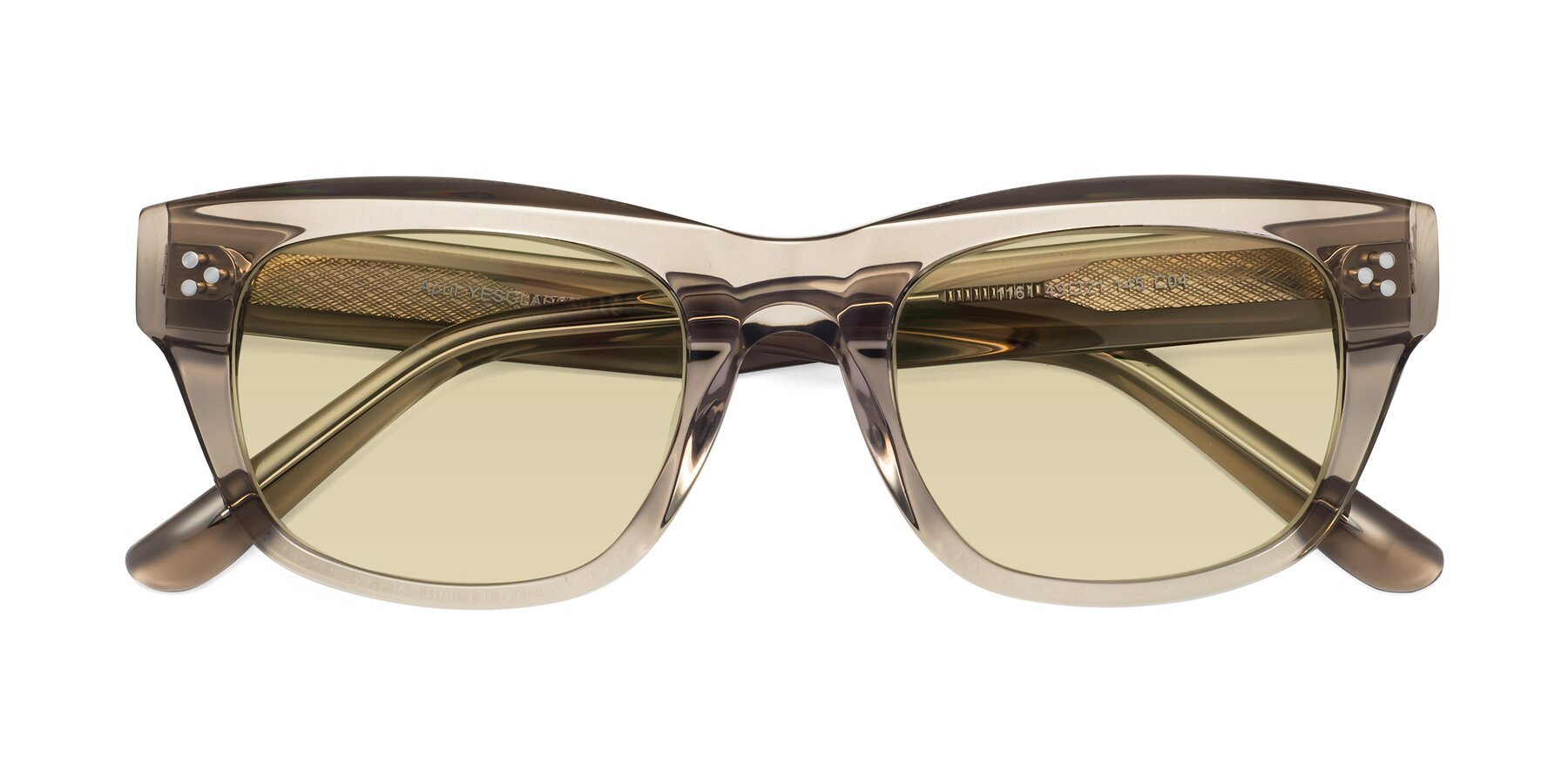 Folded Front of April in Amber with Light Champagne Tinted Lenses