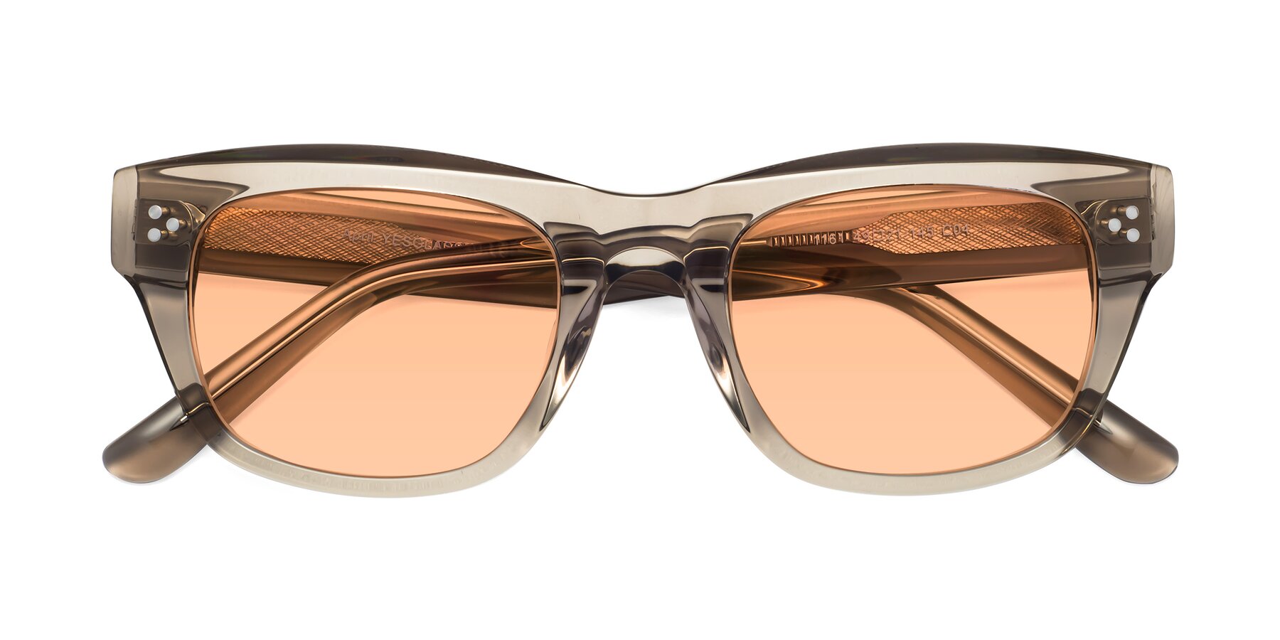 Folded Front of April in Amber with Light Orange Tinted Lenses