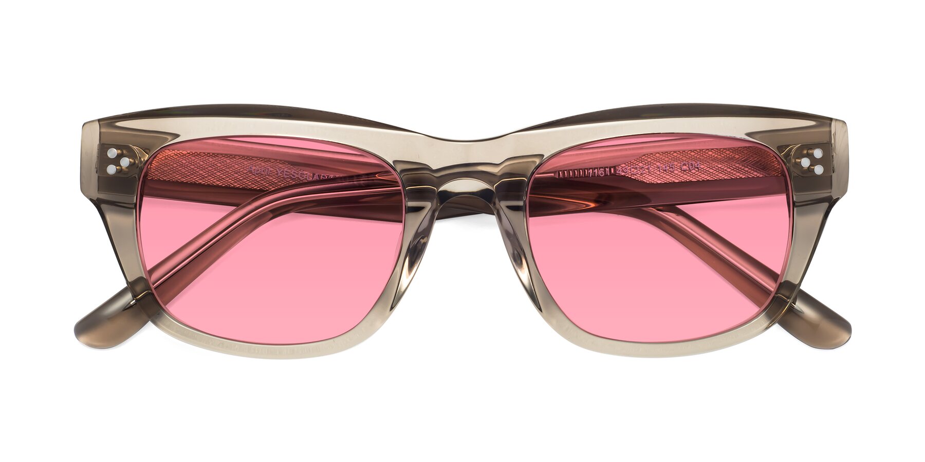 Folded Front of April in Amber with Pink Tinted Lenses