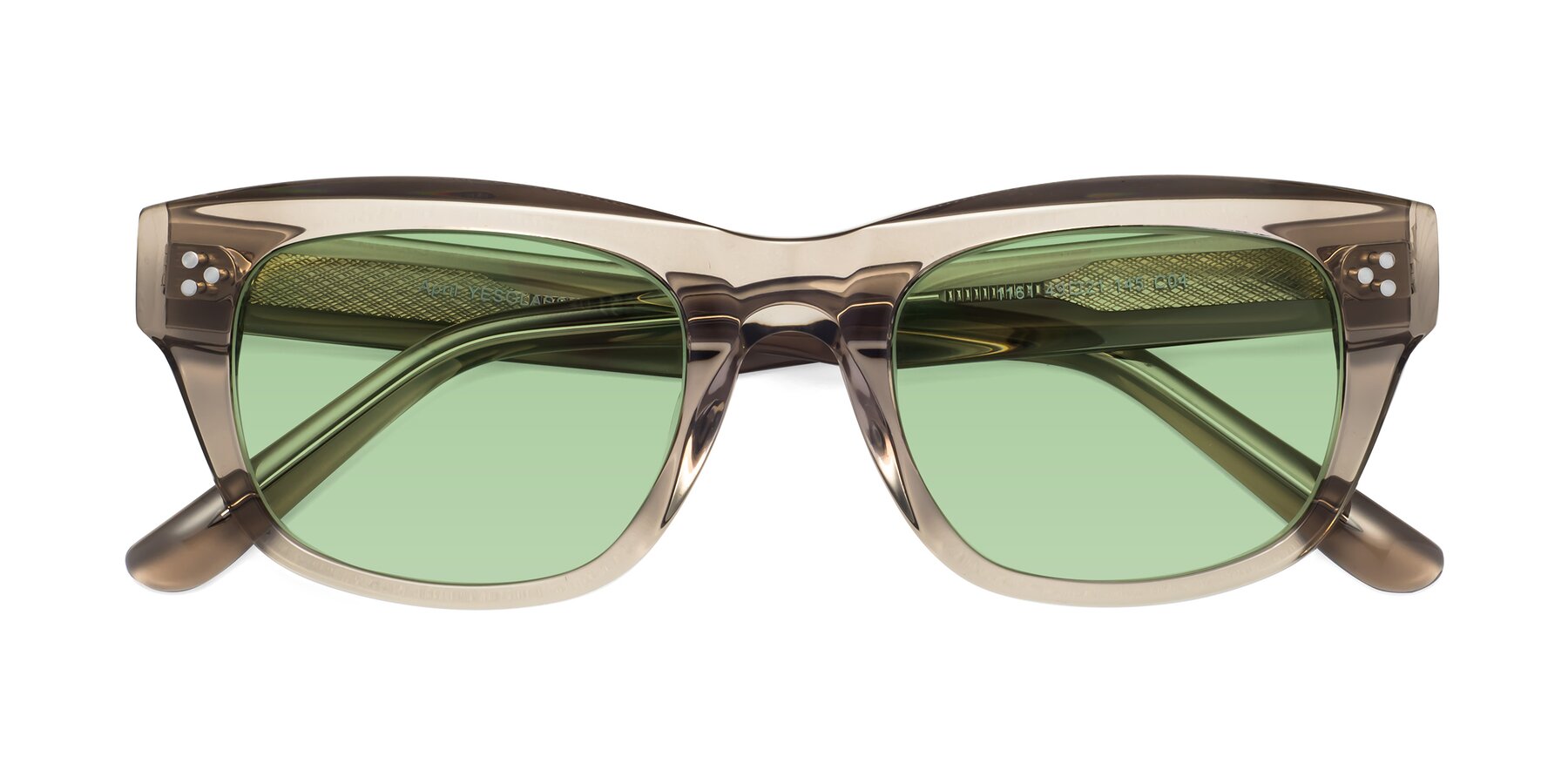 Folded Front of April in Amber with Medium Green Tinted Lenses