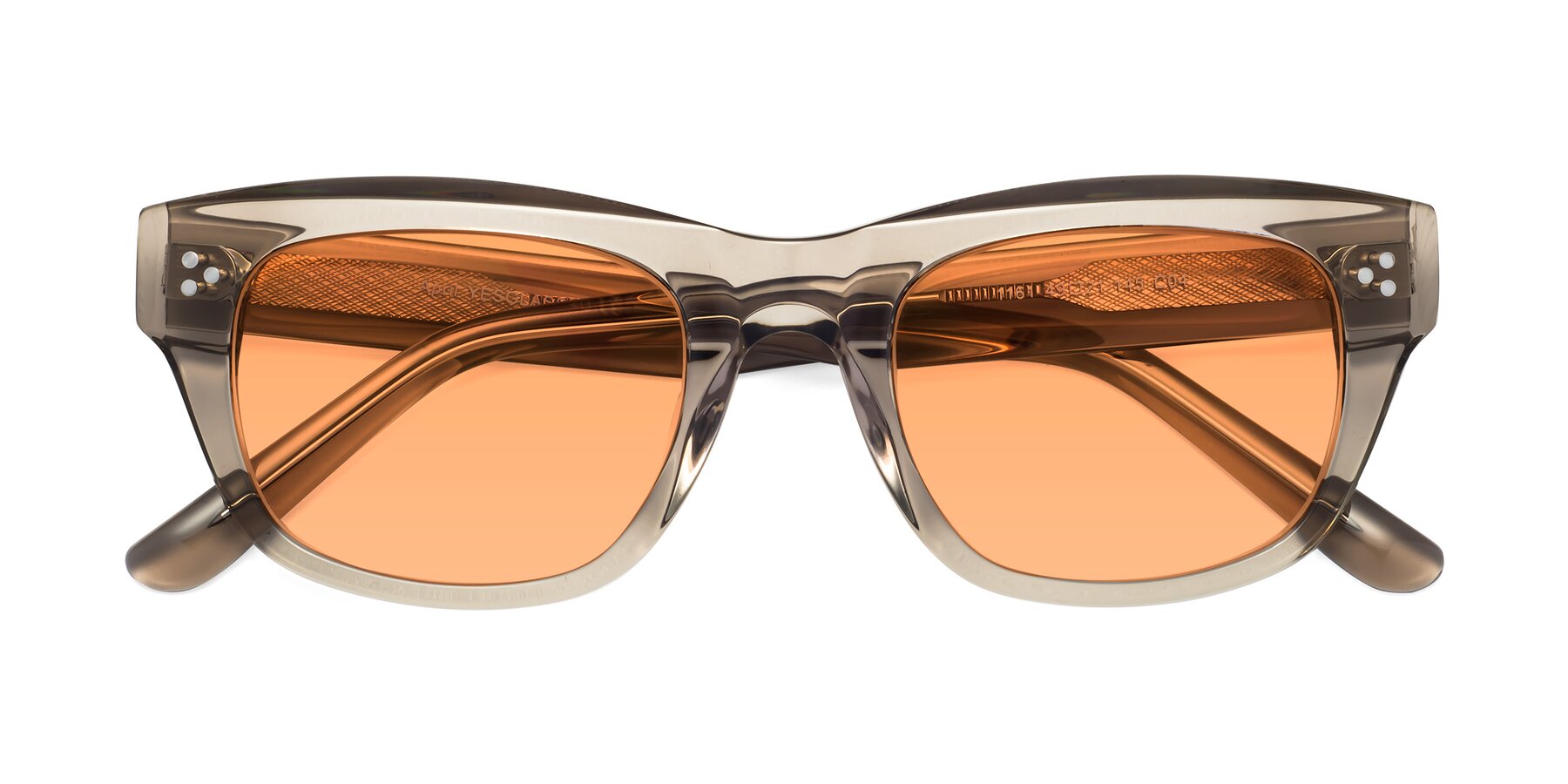 Folded Front of April in Amber with Medium Orange Tinted Lenses