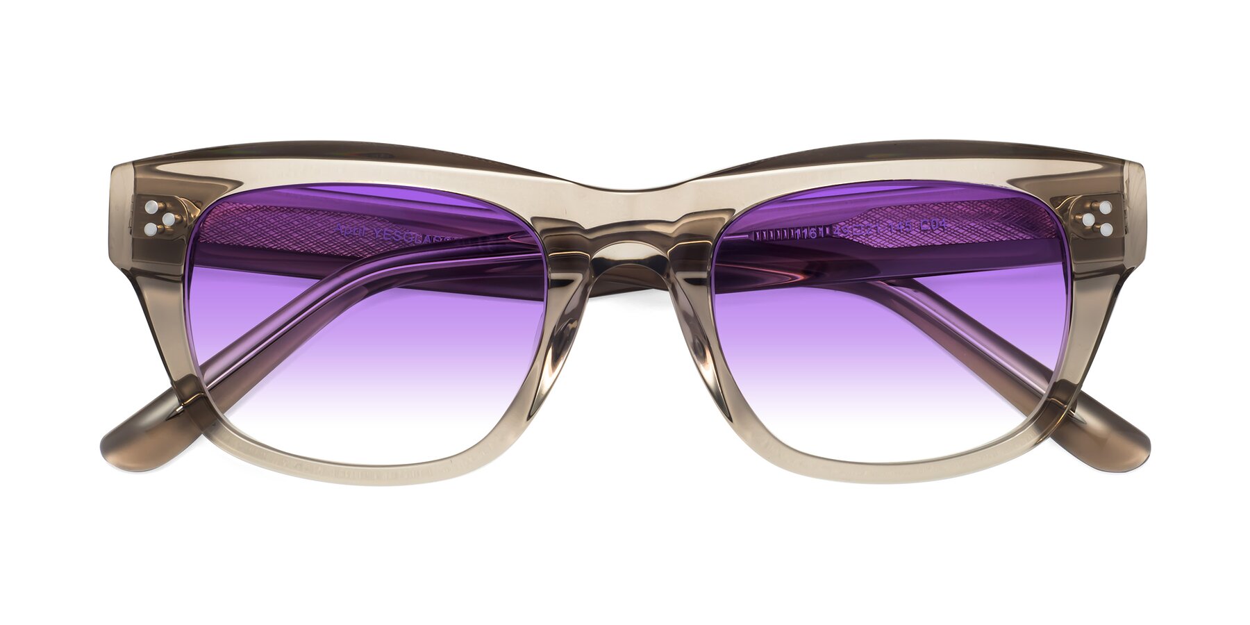 Folded Front of April in Amber with Purple Gradient Lenses