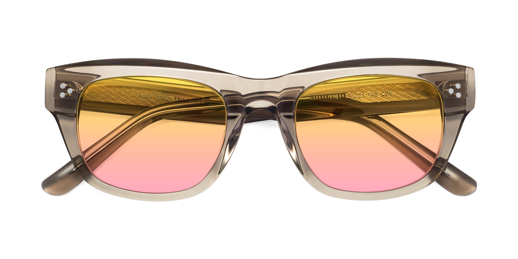 Folded Front of April in Amber with Yellow / Pink Gradient Lenses