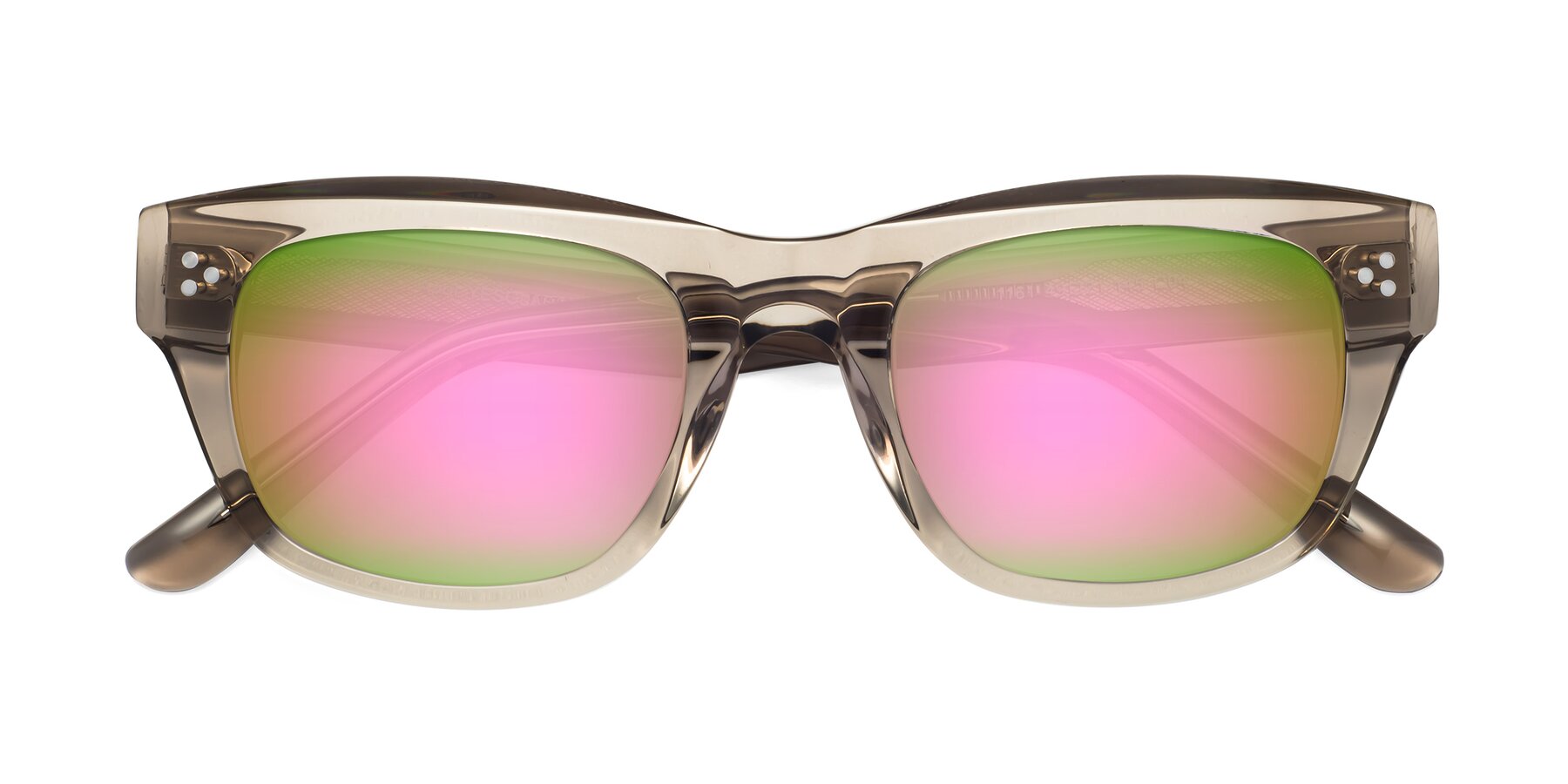 Folded Front of April in Amber with Pink Mirrored Lenses