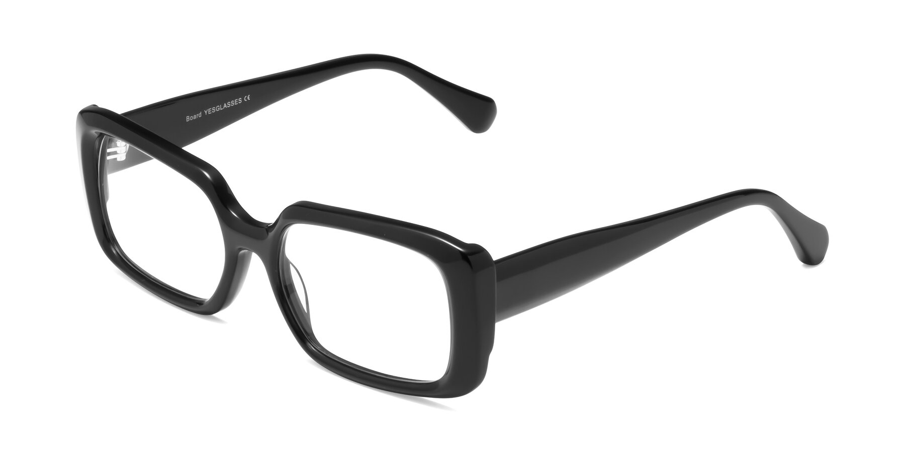 Angle of Board in Black with Clear Eyeglass Lenses