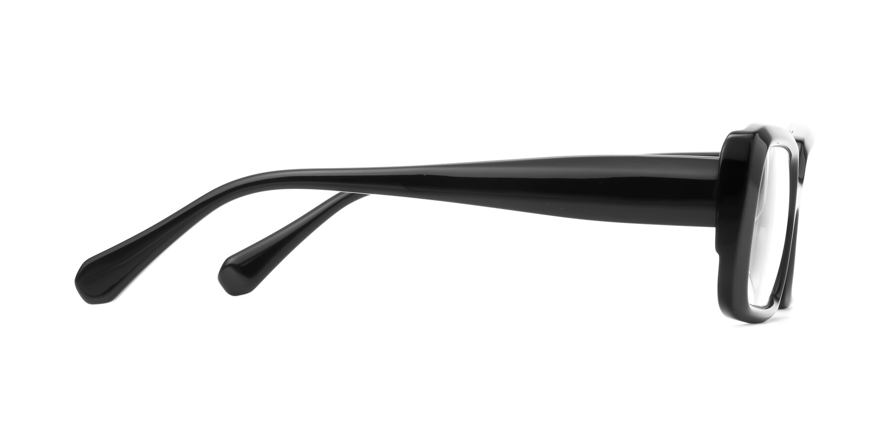 Side of Board in Black with Clear Eyeglass Lenses