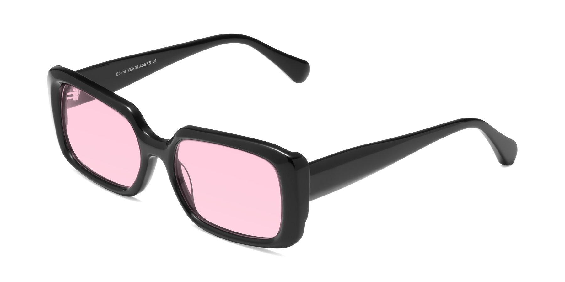 Angle of Board in Black with Light Pink Tinted Lenses