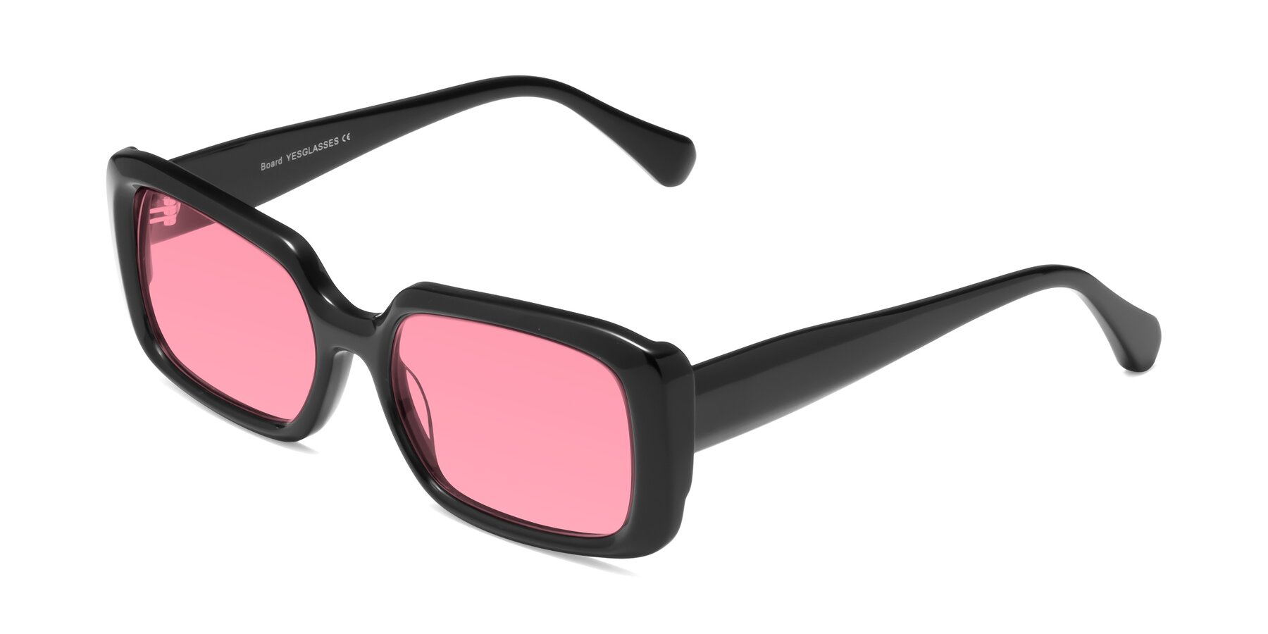 Angle of Board in Black with Pink Tinted Lenses