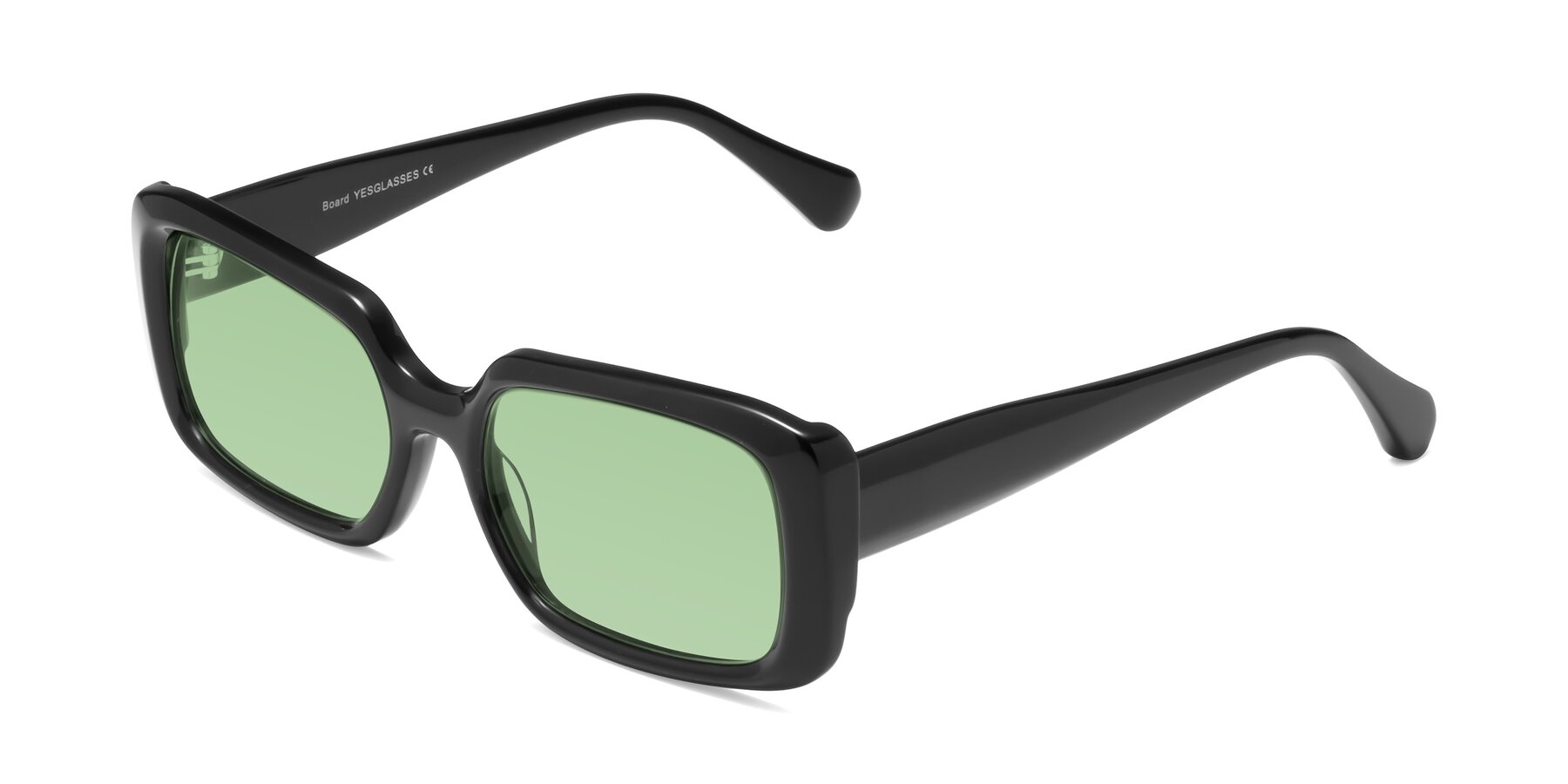 Angle of Board in Black with Medium Green Tinted Lenses