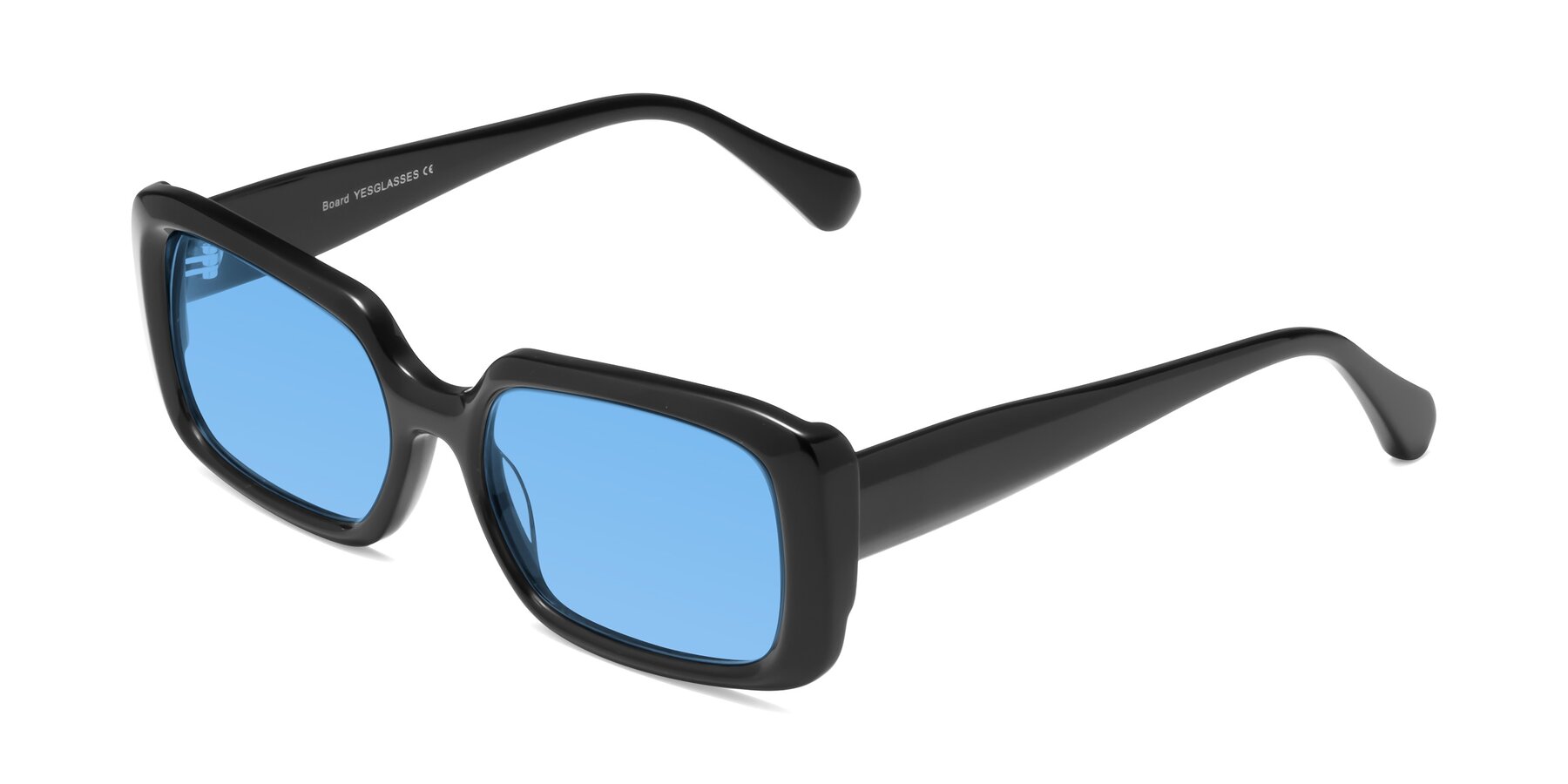 Angle of Board in Black with Medium Blue Tinted Lenses