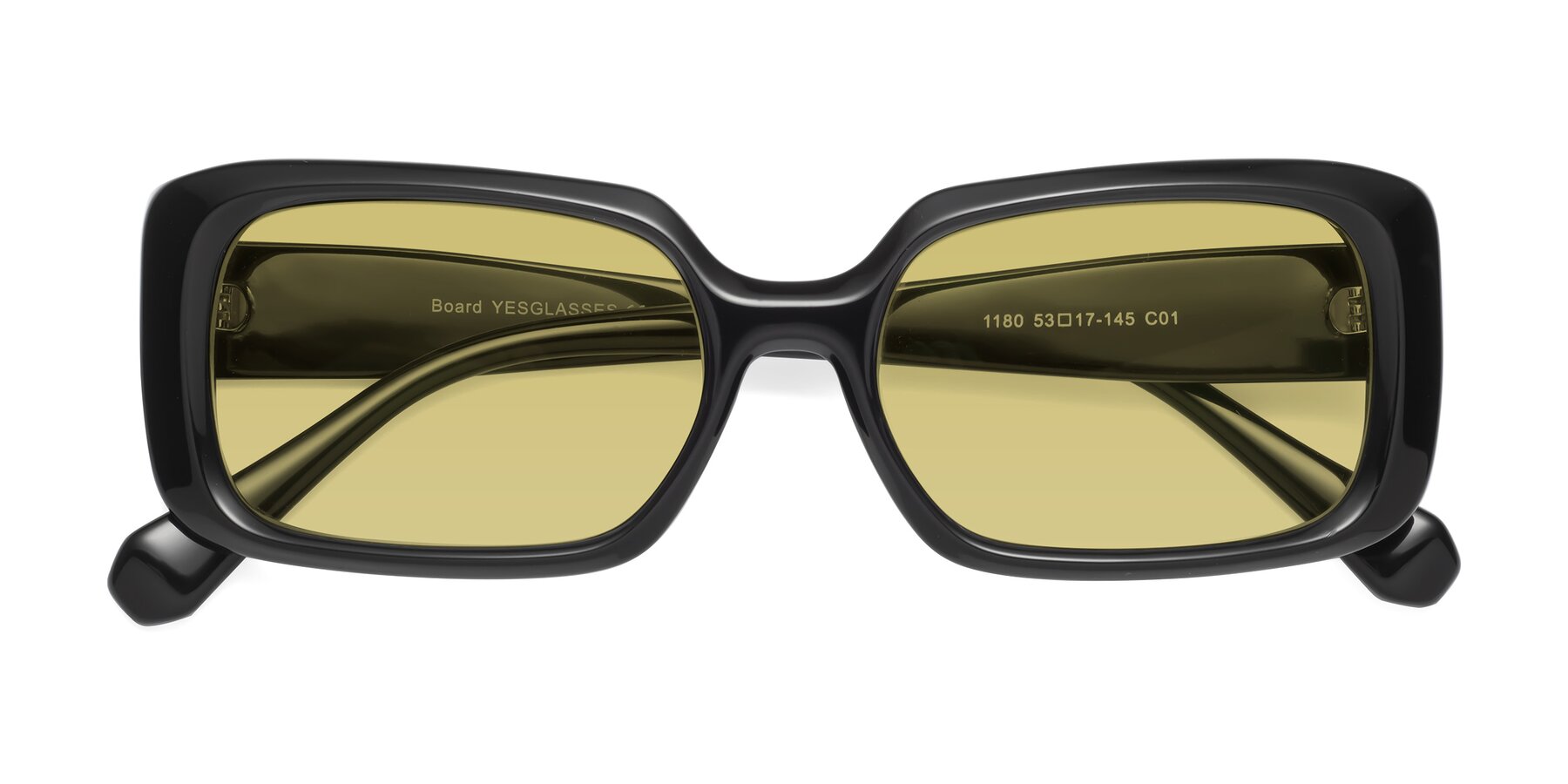Folded Front of Board in Black with Medium Champagne Tinted Lenses