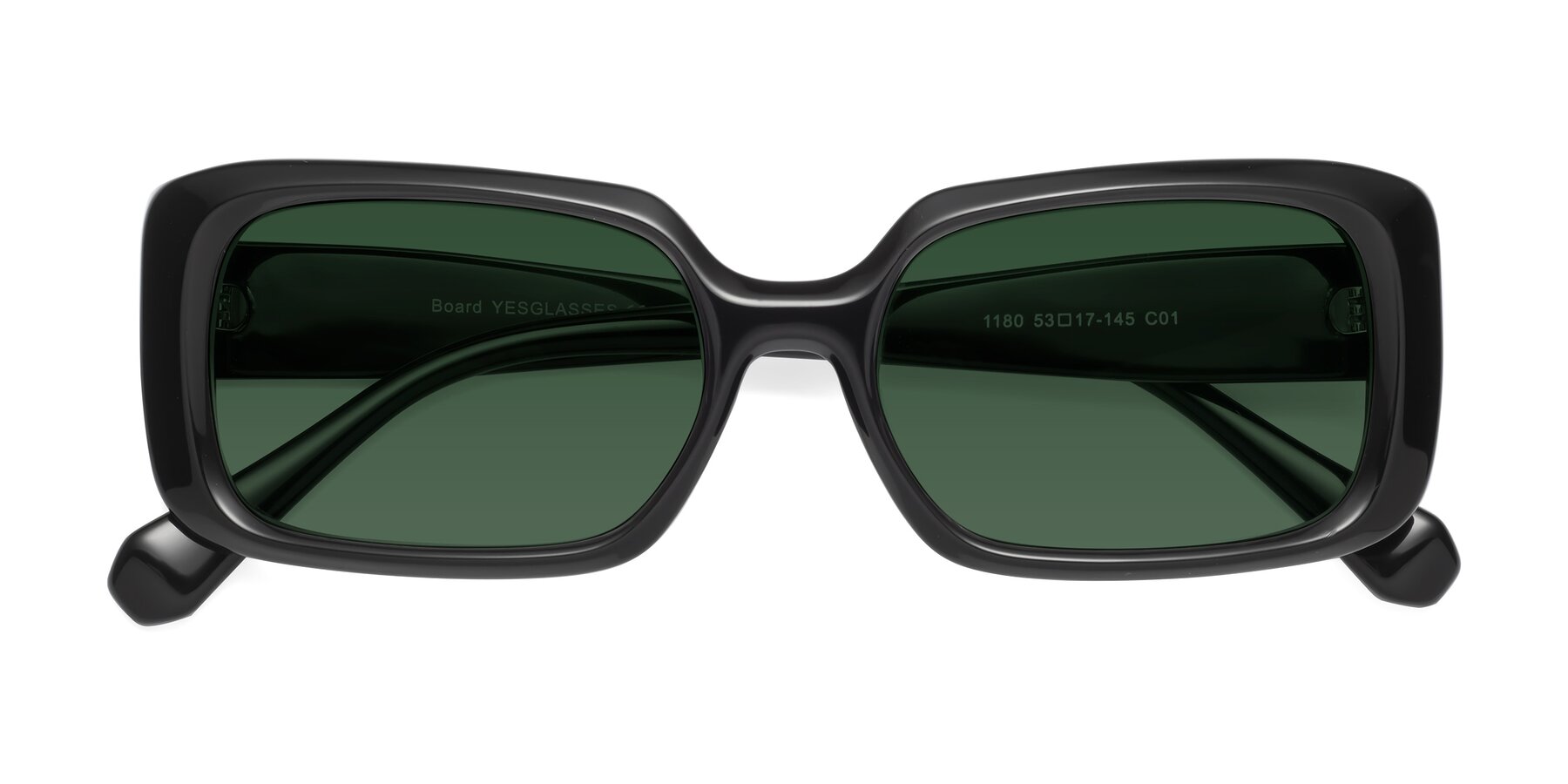 Folded Front of Board in Black with Green Tinted Lenses
