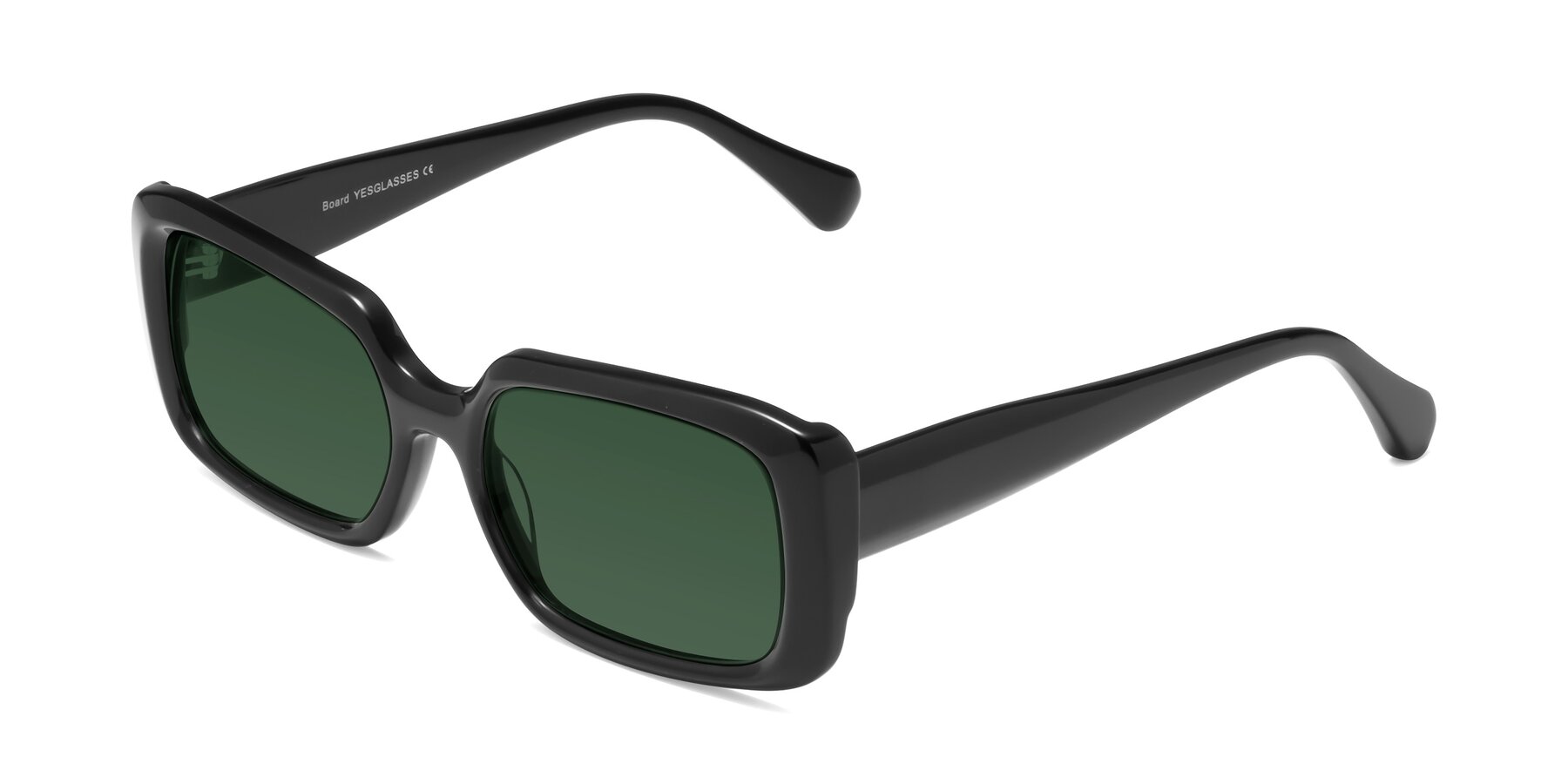 Angle of Board in Black with Green Tinted Lenses