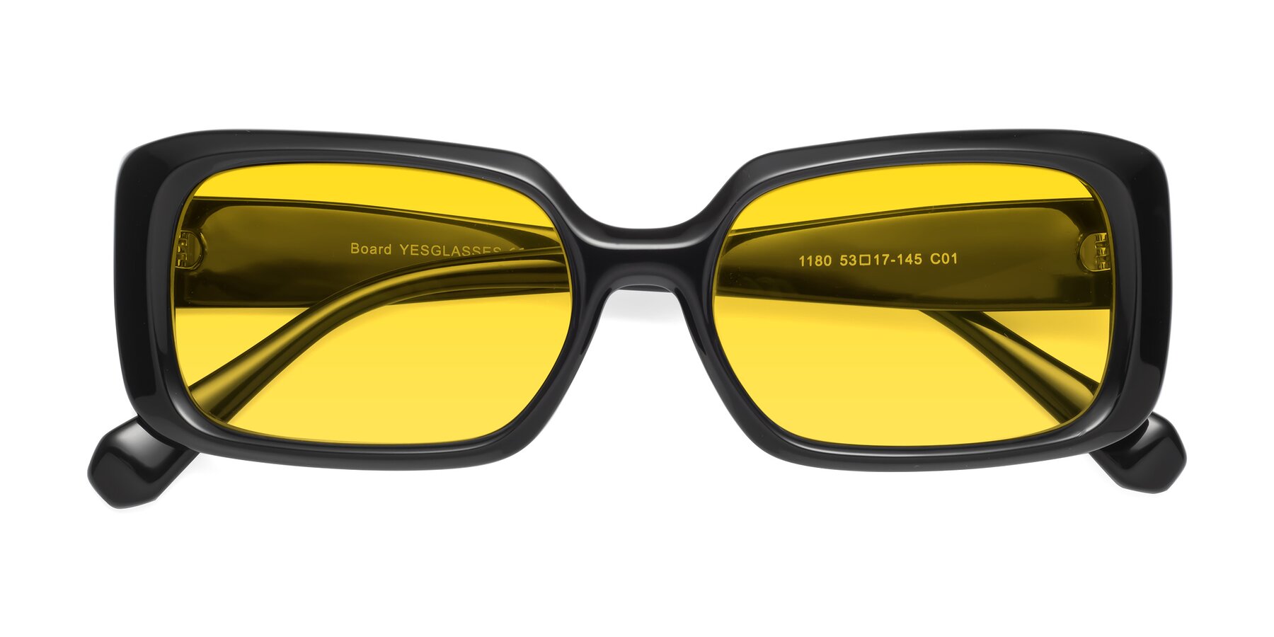 Folded Front of Board in Black with Yellow Tinted Lenses