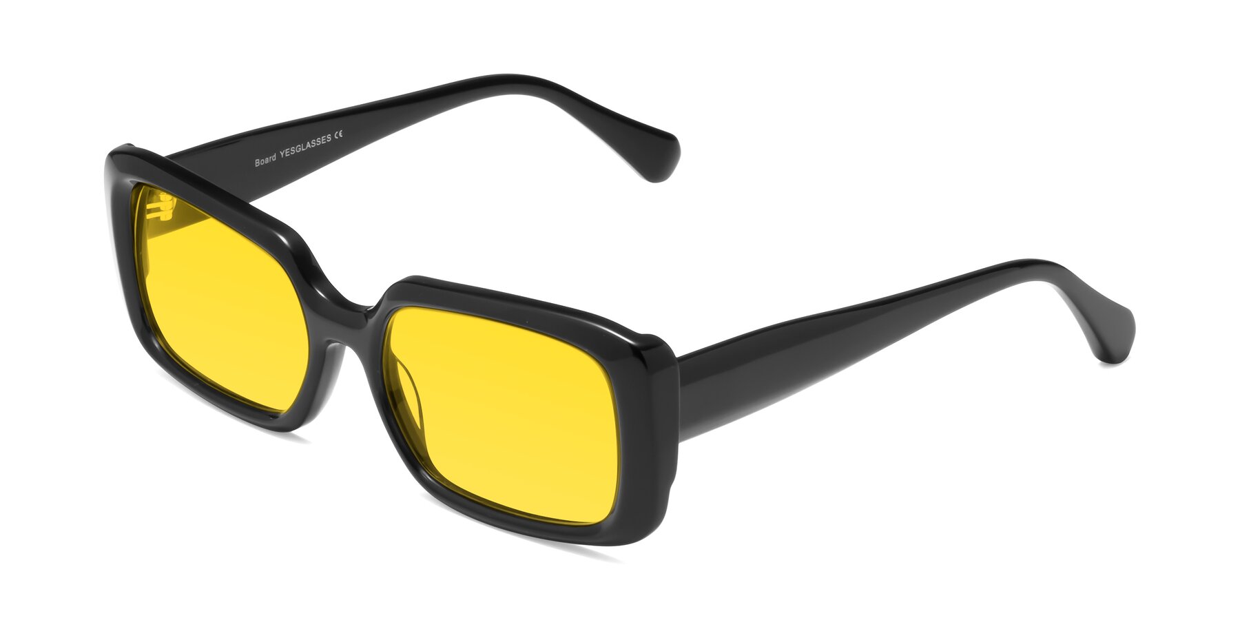 Angle of Board in Black with Yellow Tinted Lenses