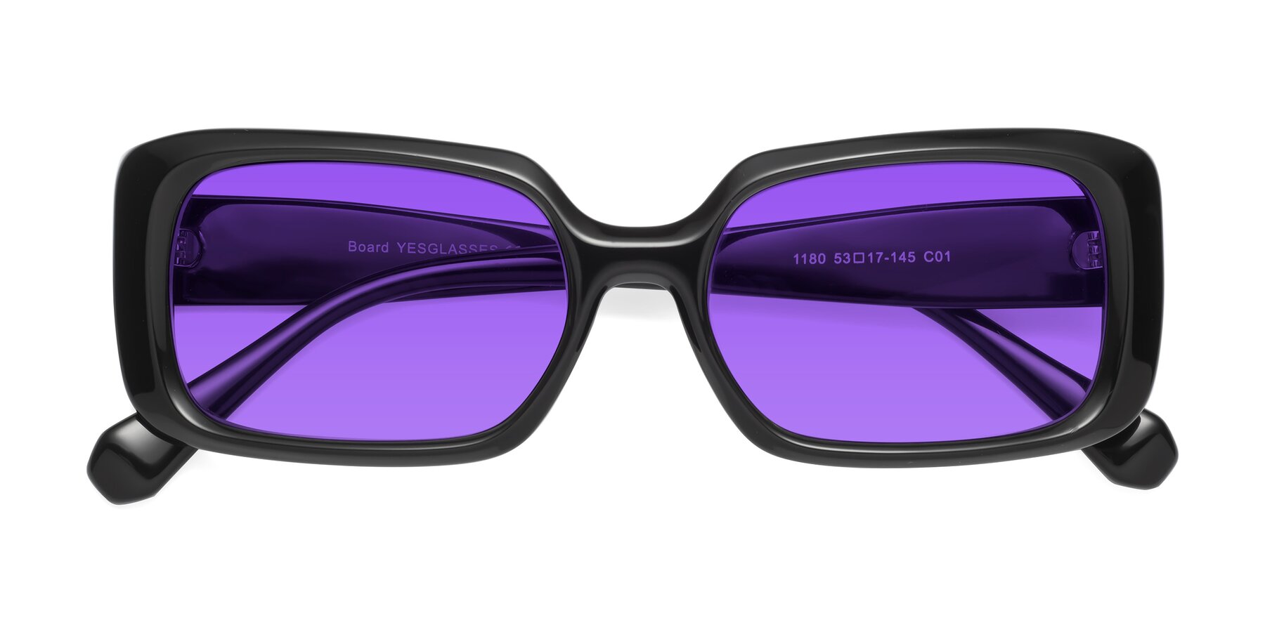 Folded Front of Board in Black with Purple Tinted Lenses