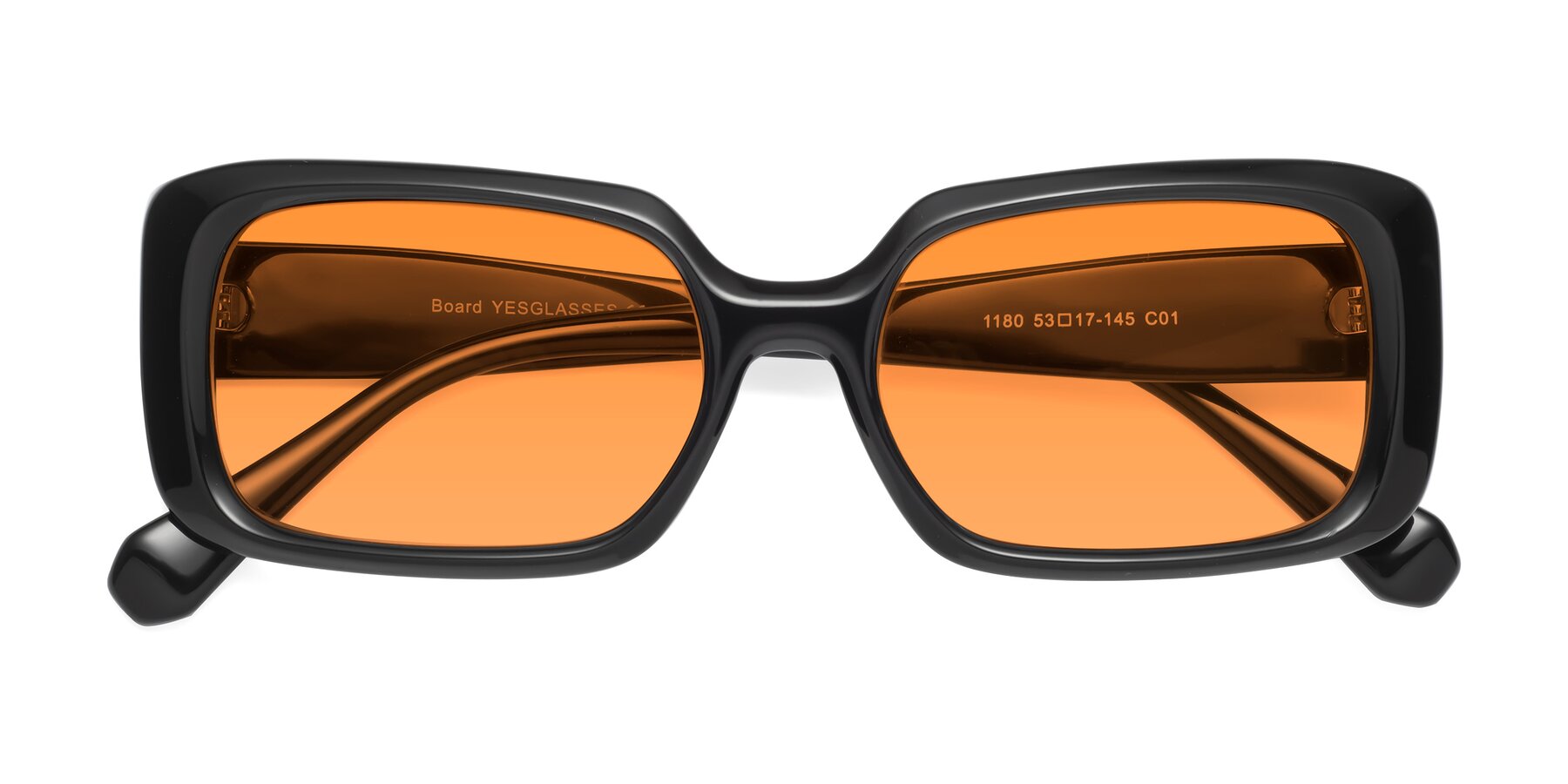 Folded Front of Board in Black with Orange Tinted Lenses