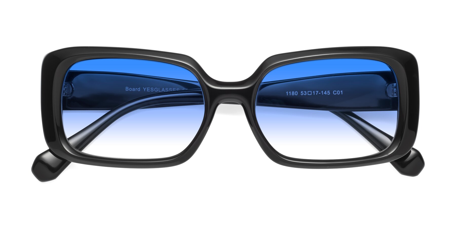 Folded Front of Board in Black with Blue Gradient Lenses