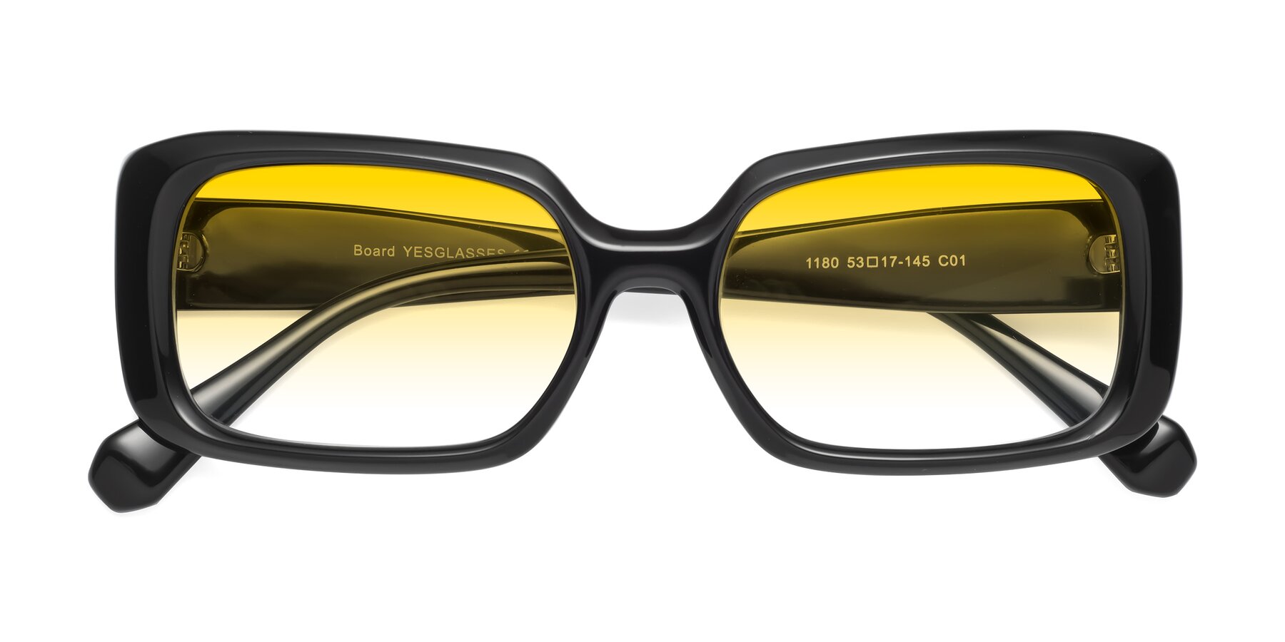 Folded Front of Board in Black with Yellow Gradient Lenses