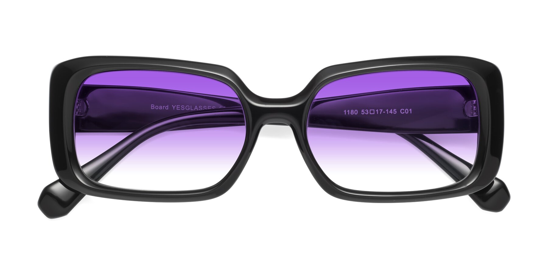Folded Front of Board in Black with Purple Gradient Lenses