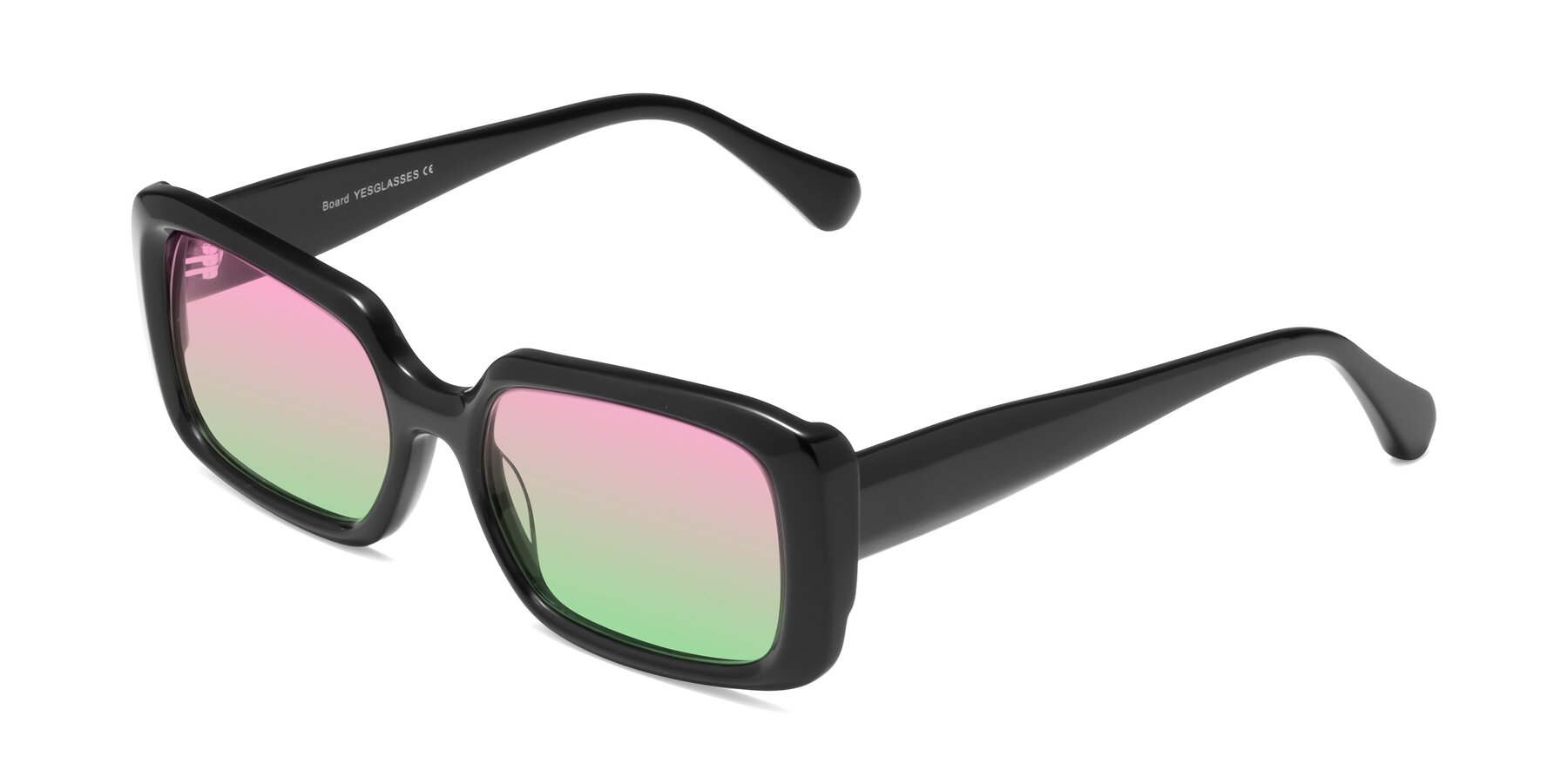 Angle of Board in Black with Pink / Green Gradient Lenses