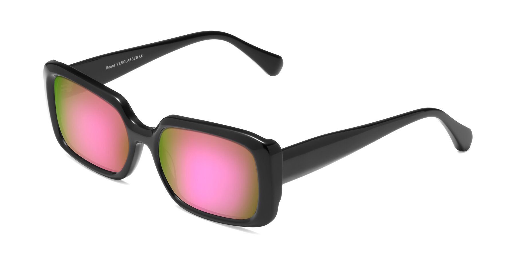 Angle of Board in Black with Pink Mirrored Lenses