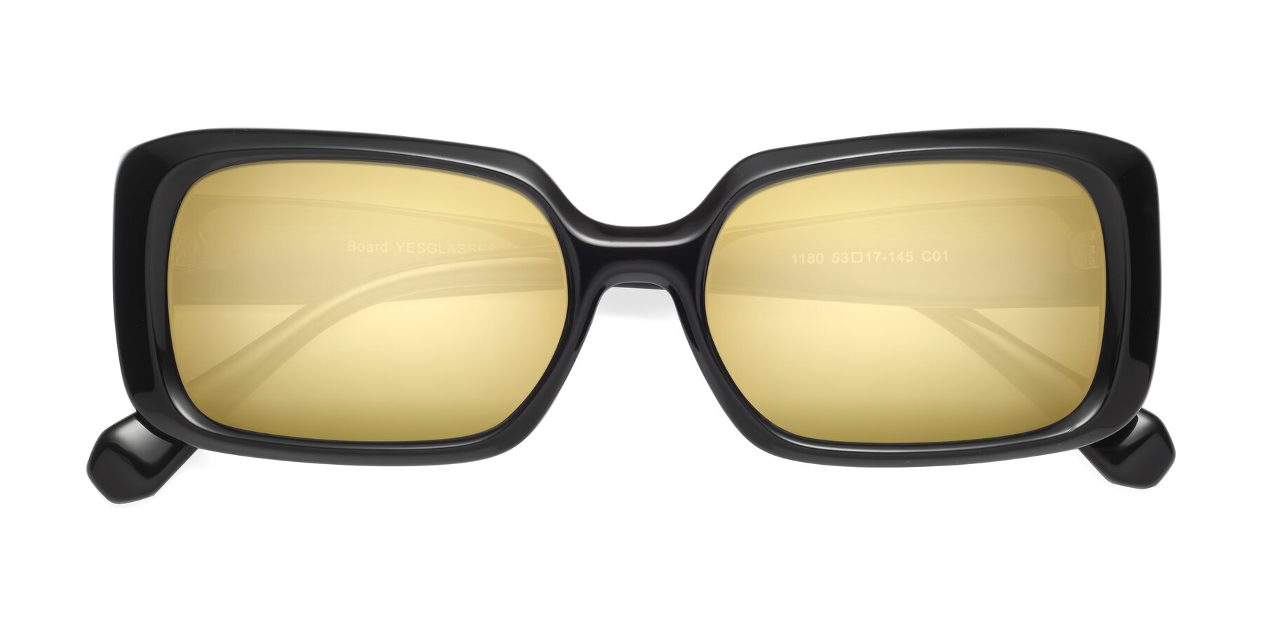 Folded Front of Board in Black with Gold Mirrored Lenses