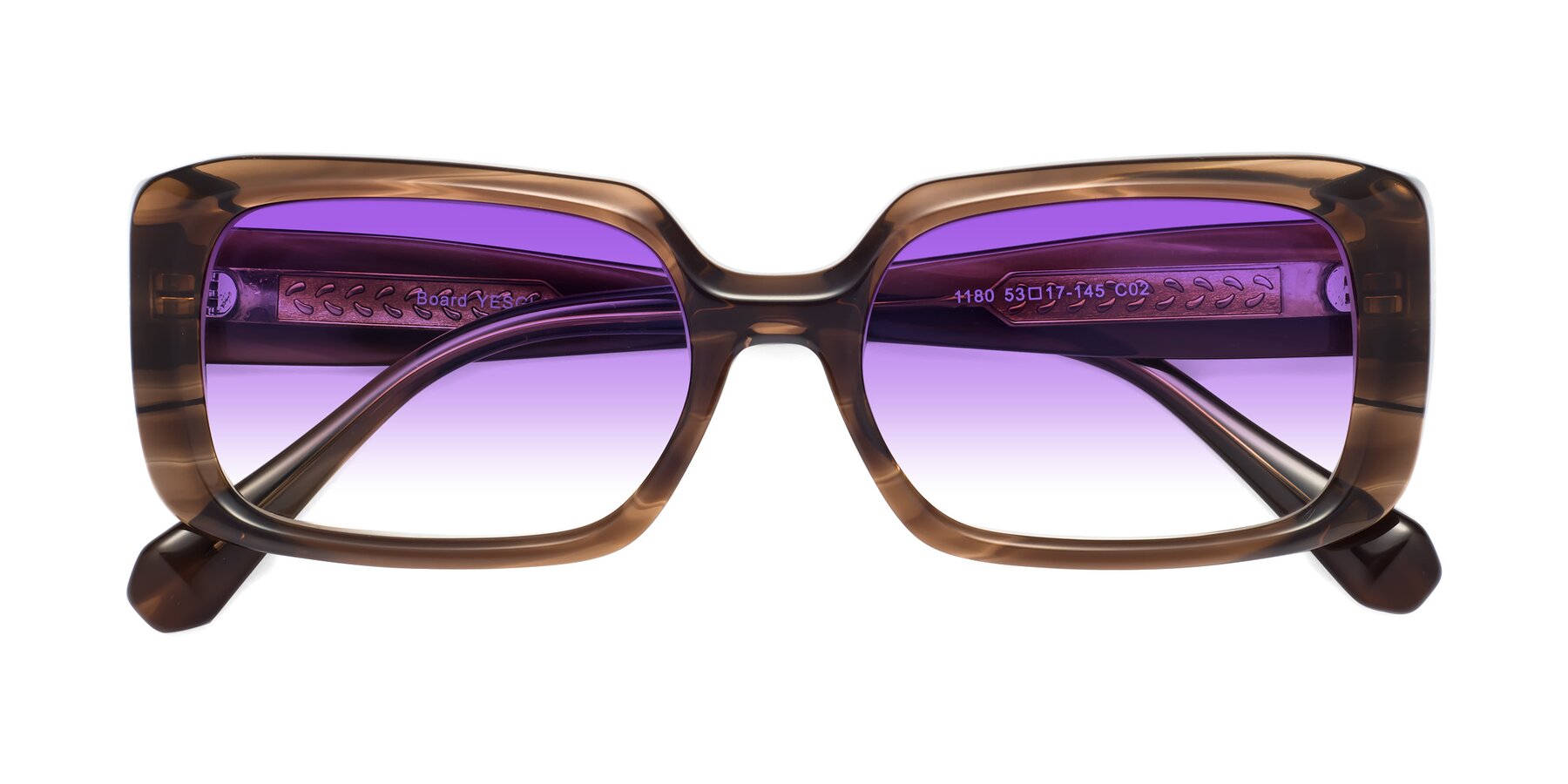 Folded Front of Board in Coffee with Purple Gradient Lenses
