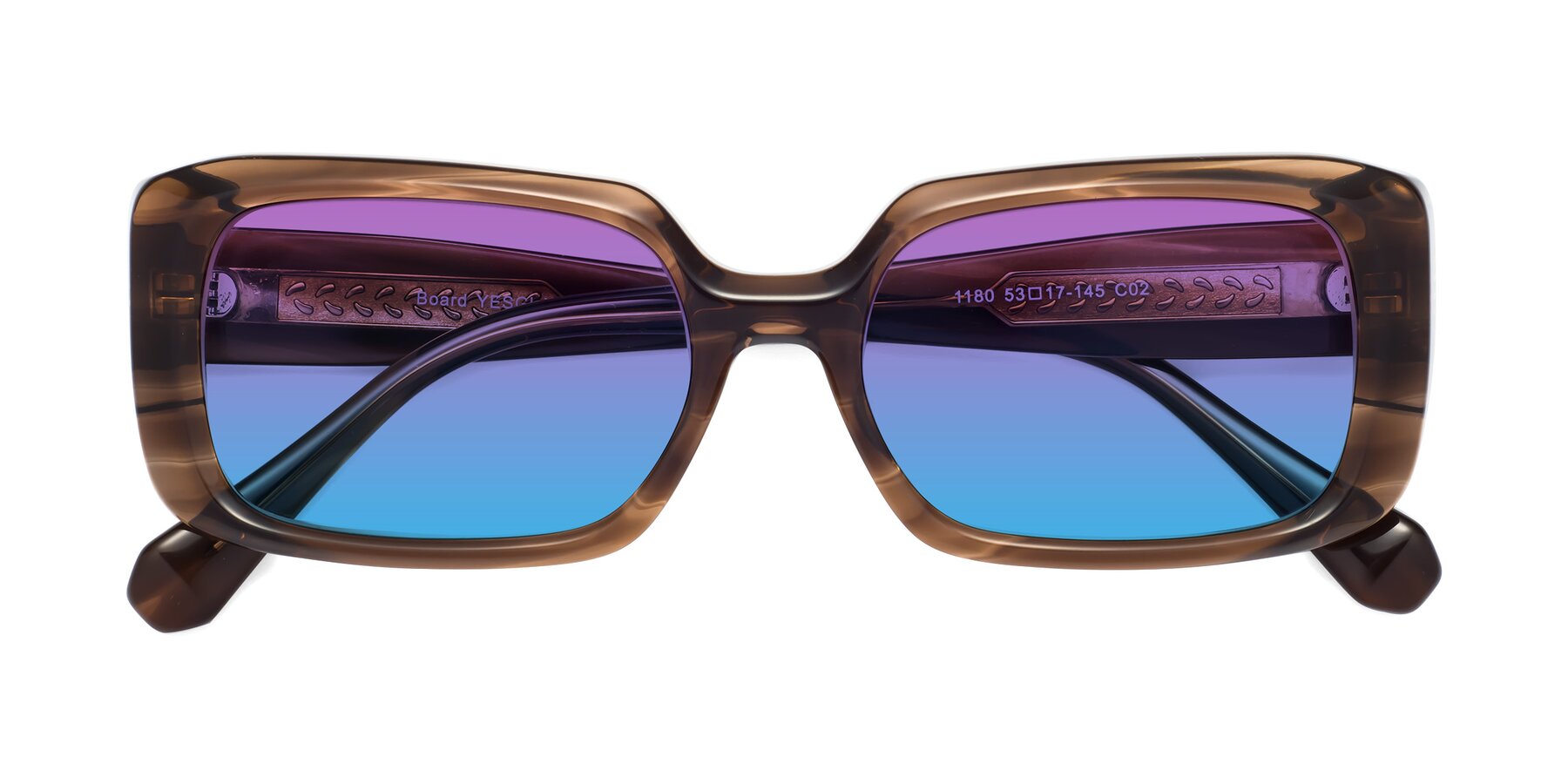 Folded Front of Board in Coffee with Purple / Blue Gradient Lenses