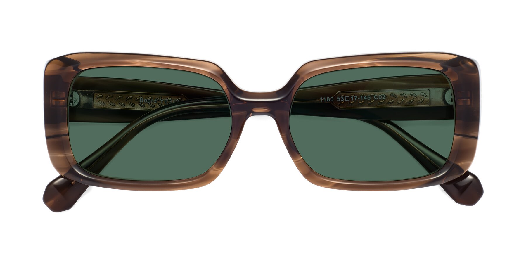 Folded Front of Board in Coffee with Green Polarized Lenses