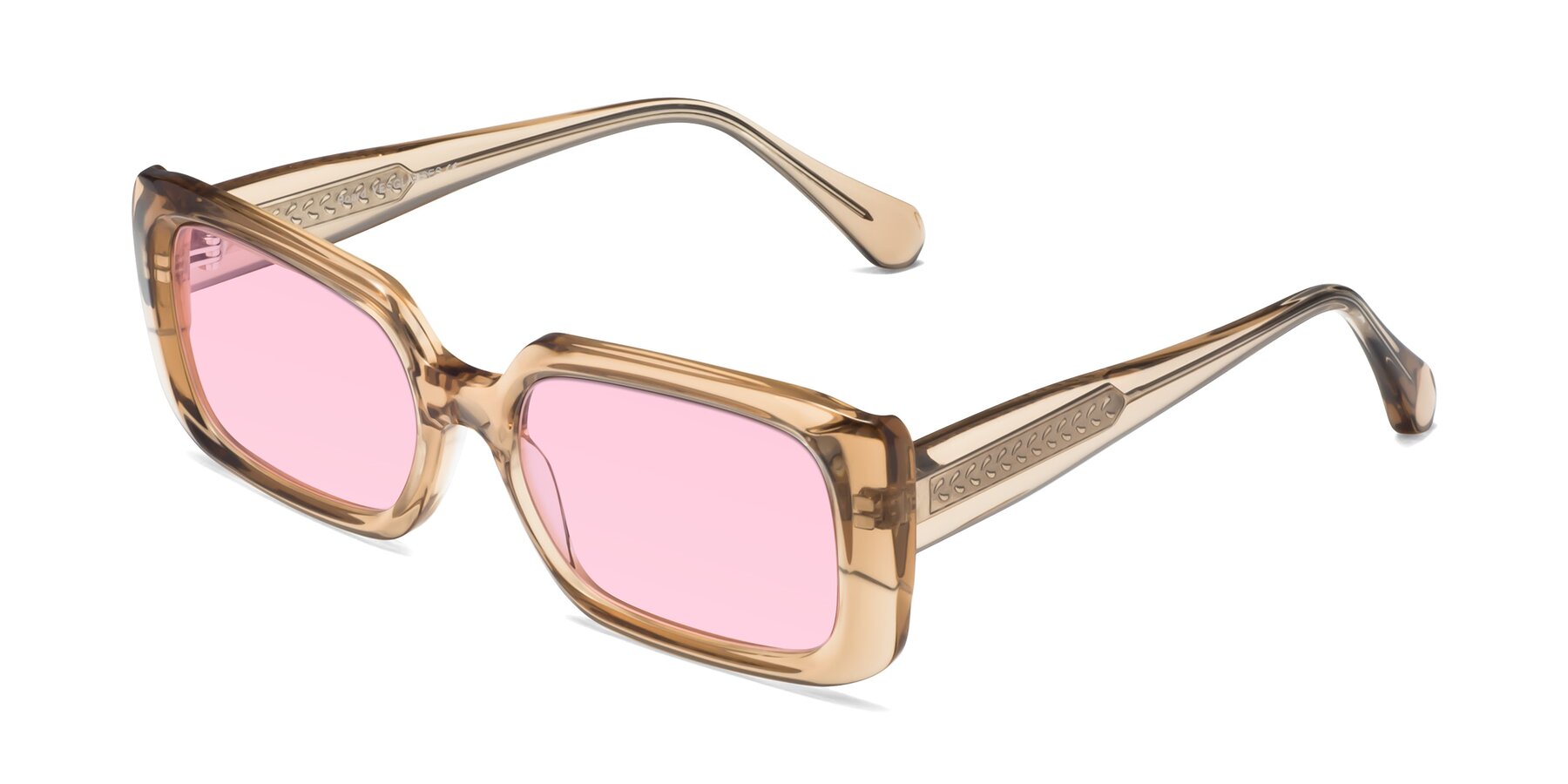 Angle of Board in Light Brown with Light Pink Tinted Lenses