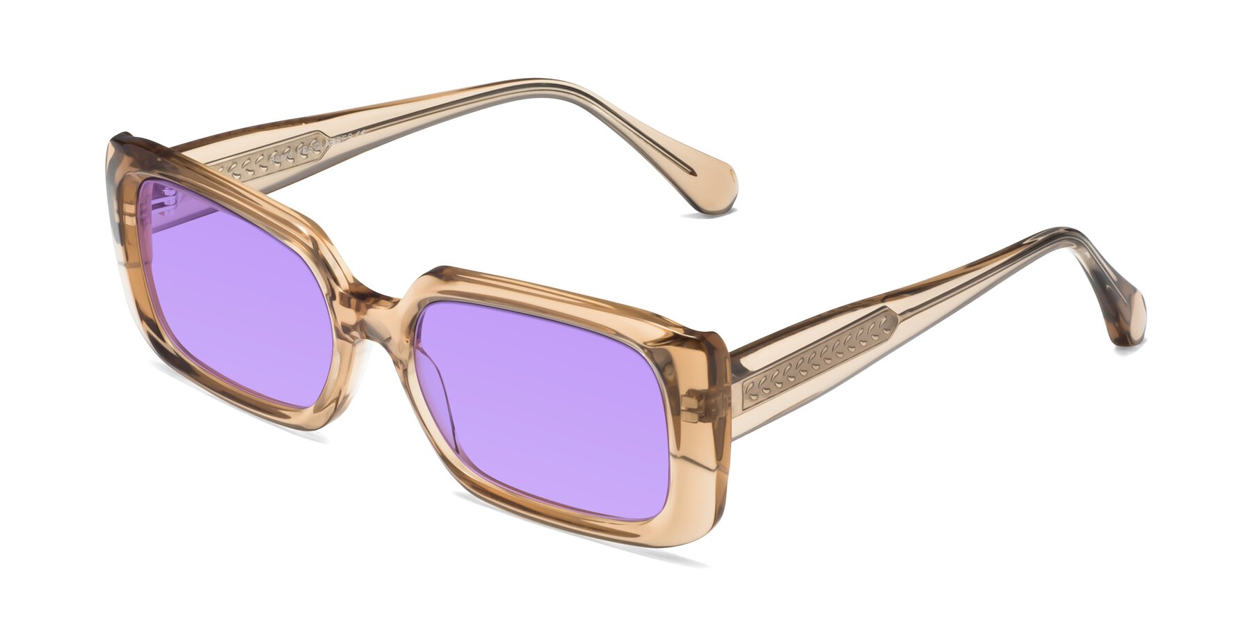 Angle of Board in Light Brown with Medium Purple Tinted Lenses