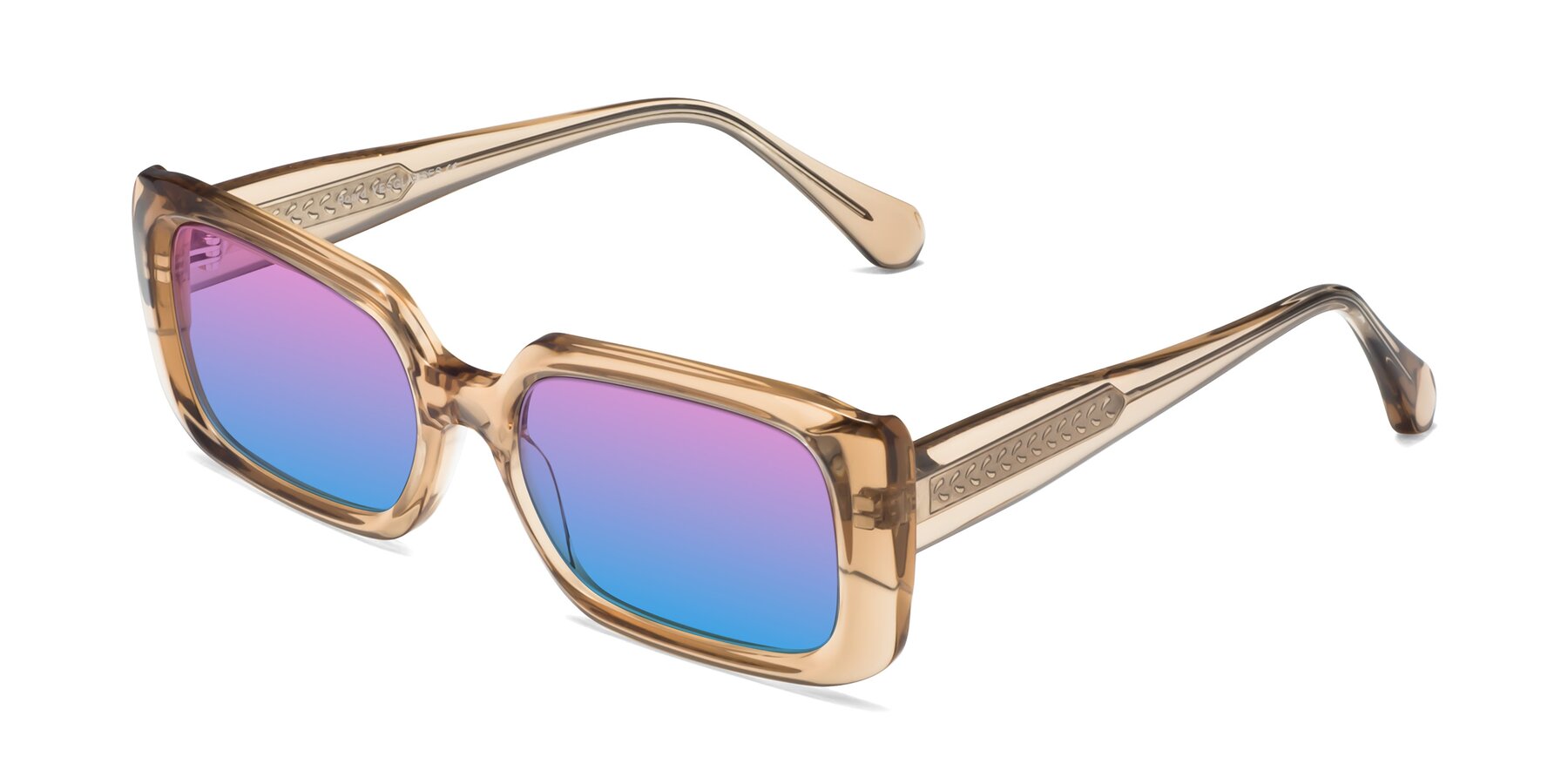 Angle of Board in Light Brown with Pink / Blue Gradient Lenses