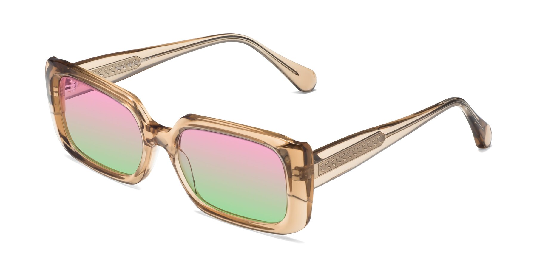Angle of Board in Light Brown with Pink / Green Gradient Lenses