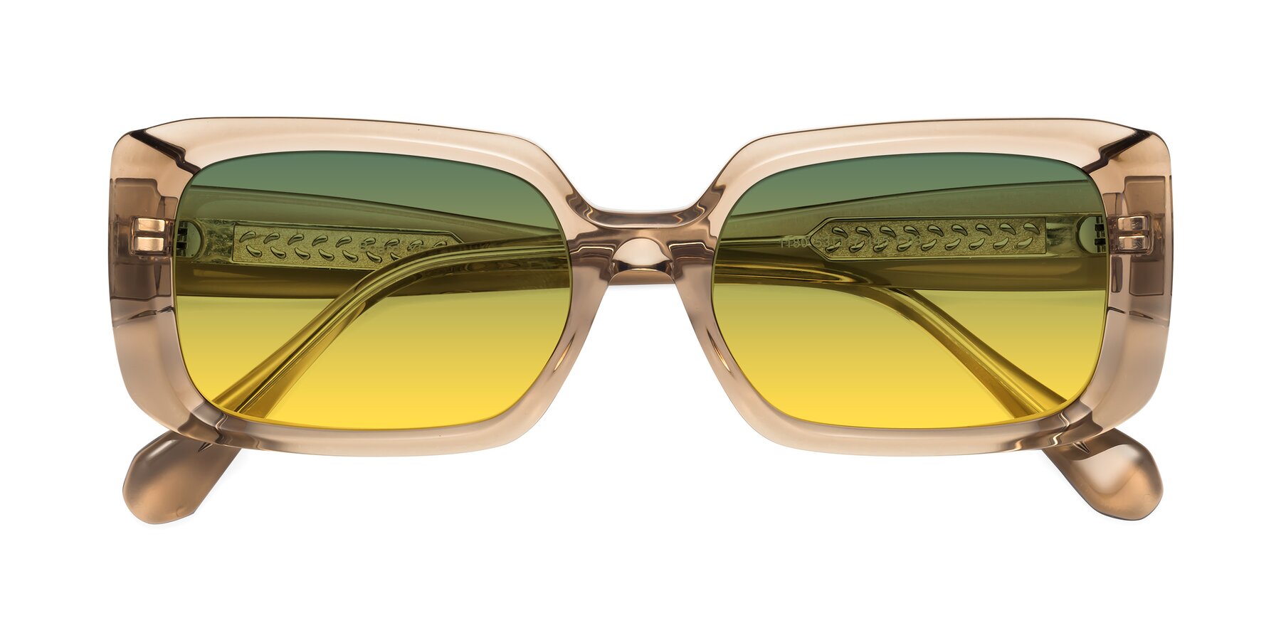 Folded Front of Board in Light Brown with Green / Yellow Gradient Lenses