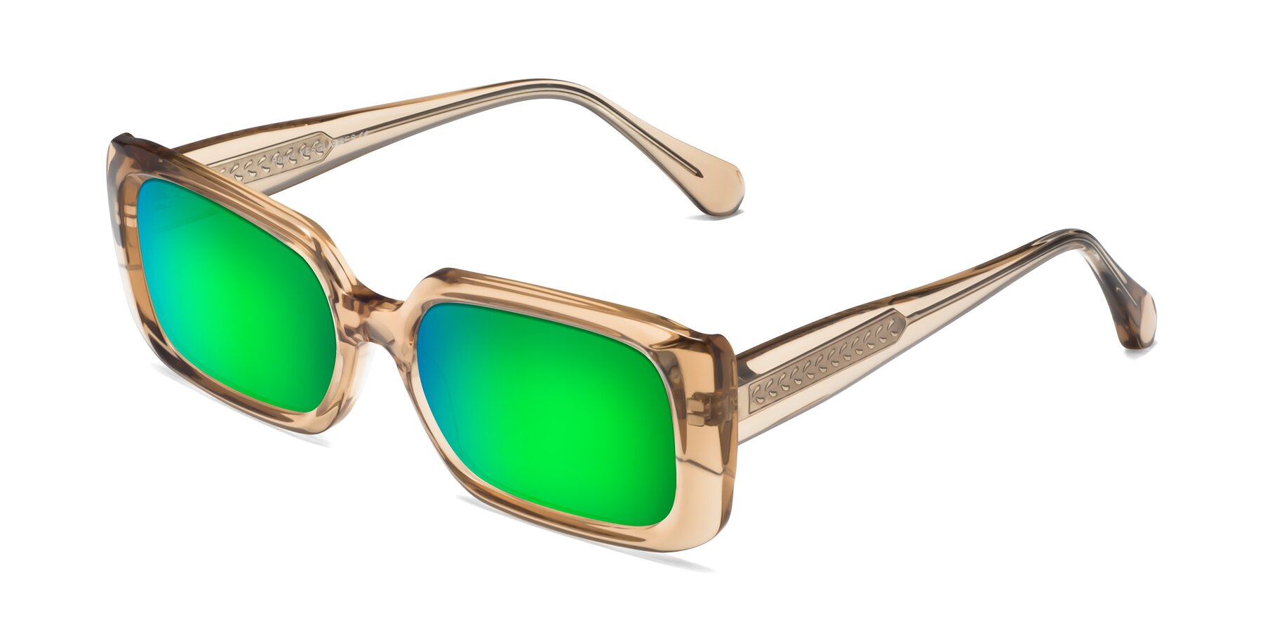 Angle of Board in Light Brown with Green Mirrored Lenses