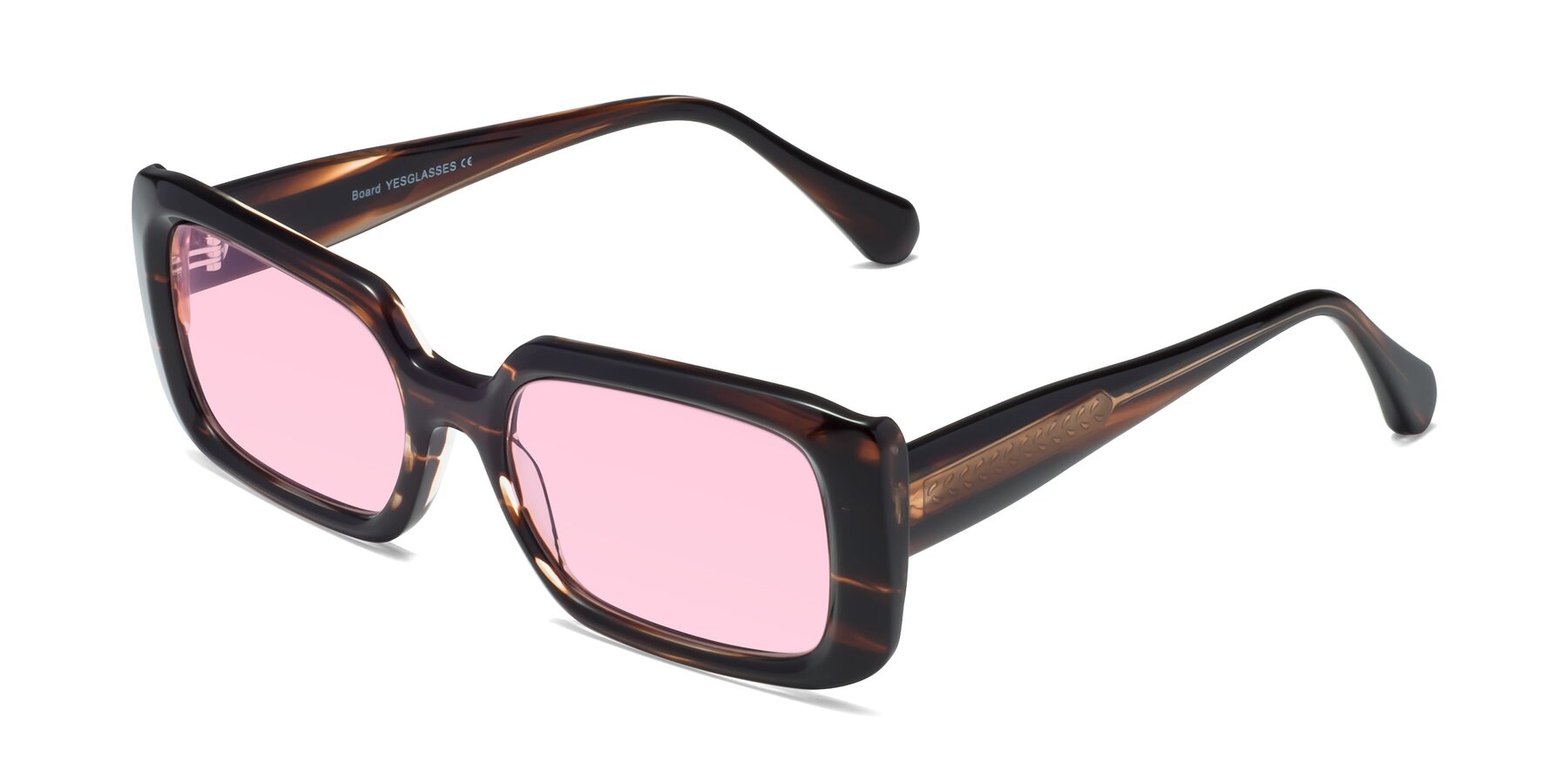 Angle of Board in Deep Brown with Light Pink Tinted Lenses