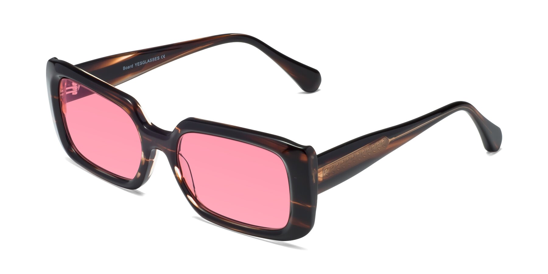 Angle of Board in Deep Brown with Pink Tinted Lenses