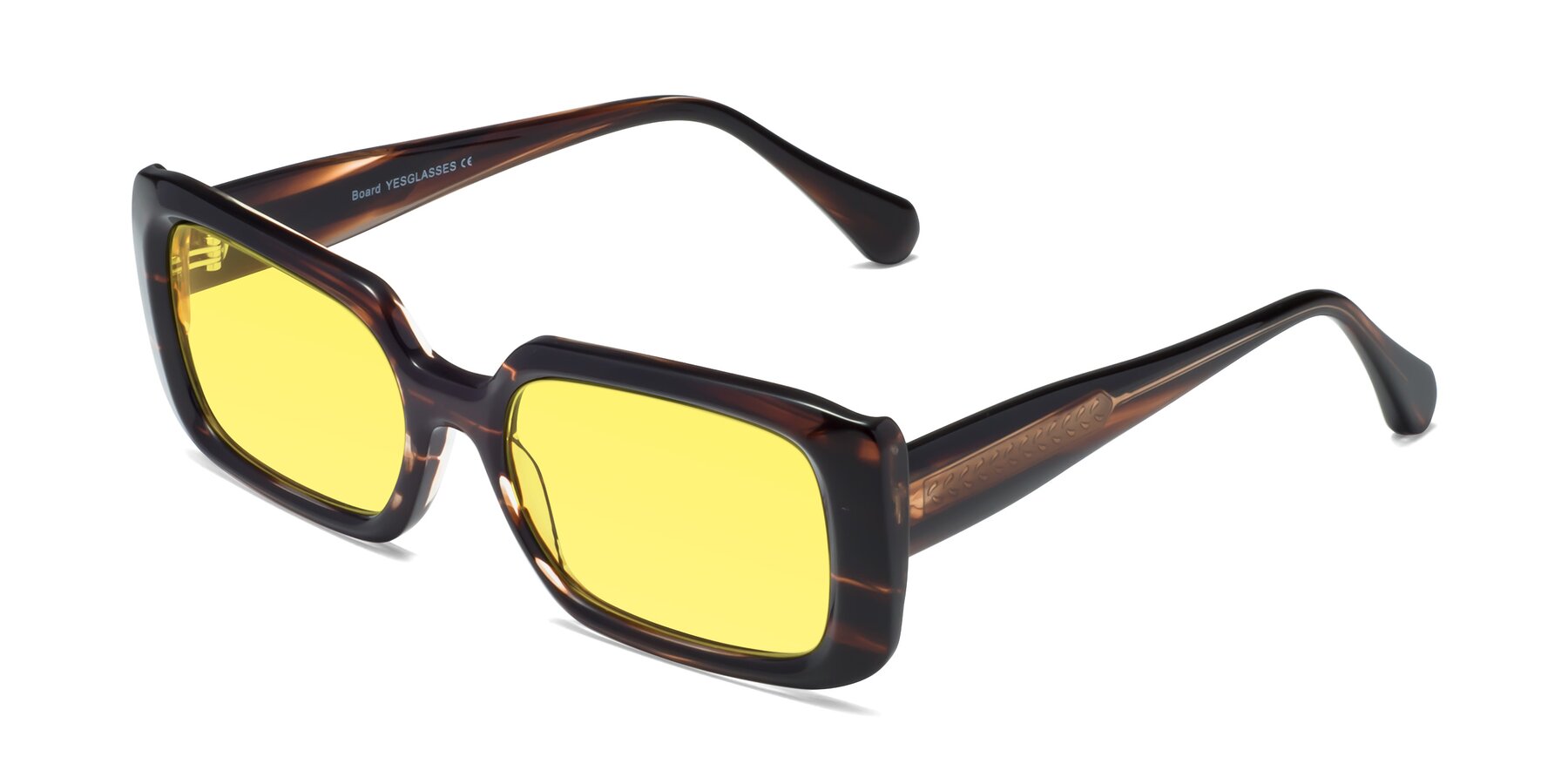 Angle of Board in Deep Brown with Medium Yellow Tinted Lenses