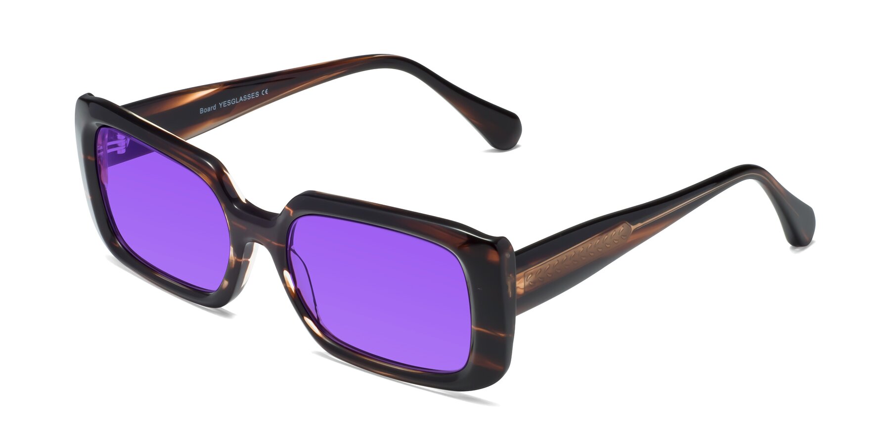 Angle of Board in Deep Brown with Purple Tinted Lenses