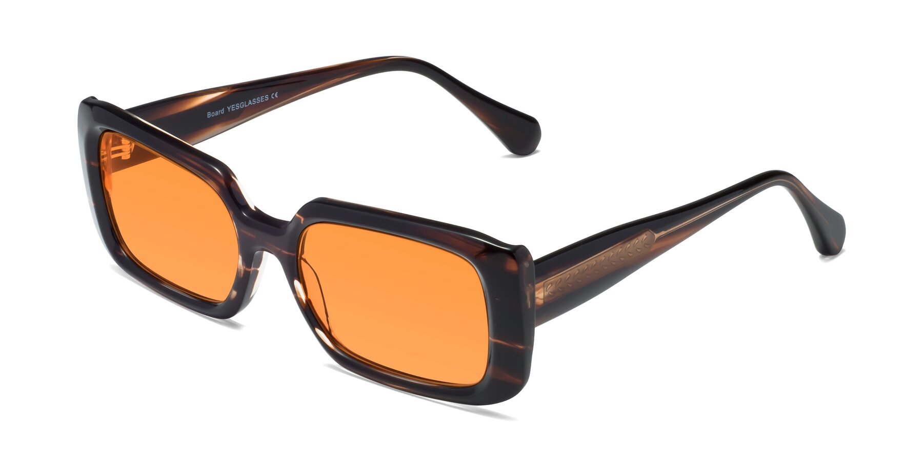 Angle of Board in Deep Brown with Orange Tinted Lenses