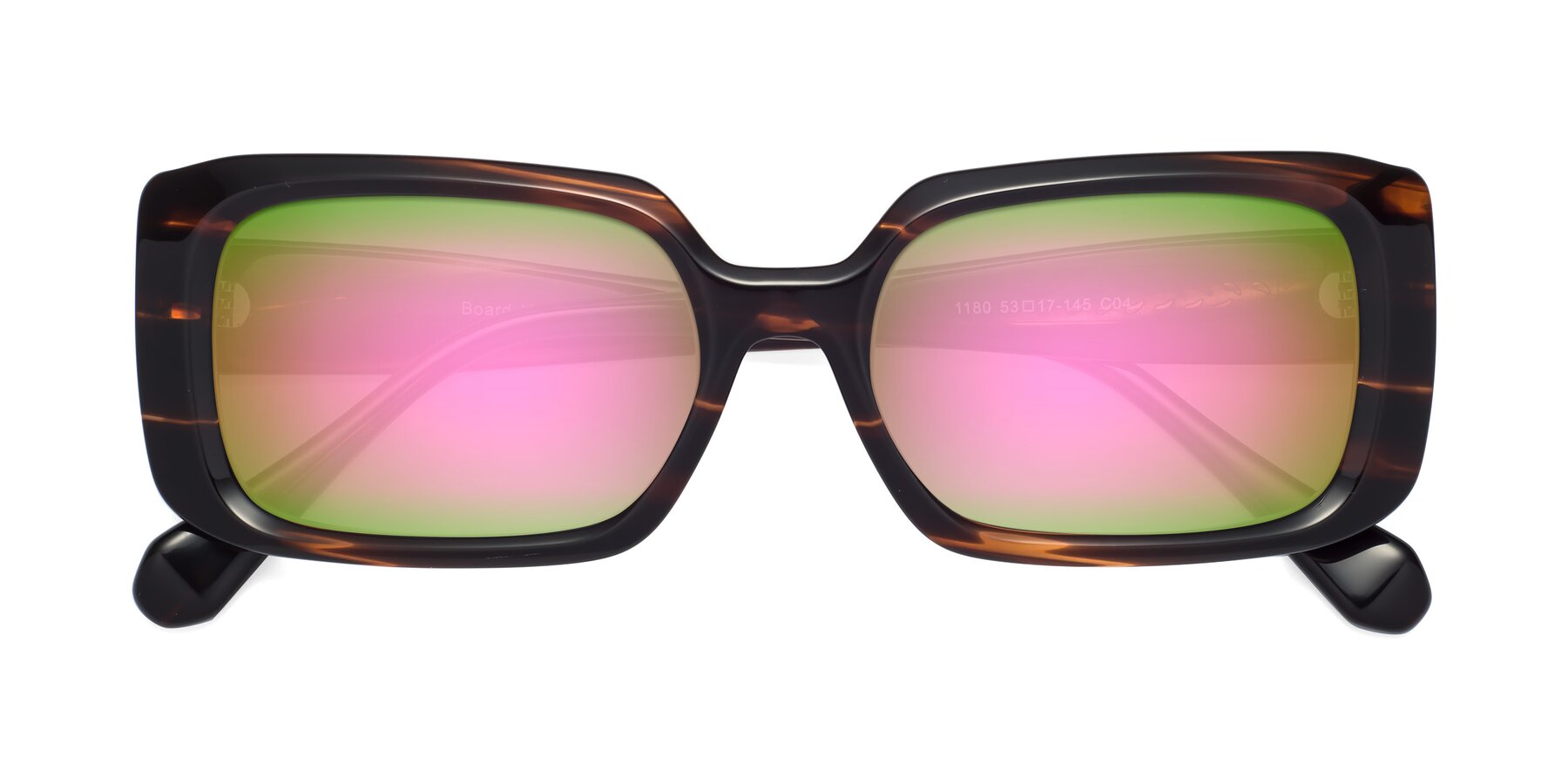 Folded Front of Board in Deep Brown with Pink Mirrored Lenses