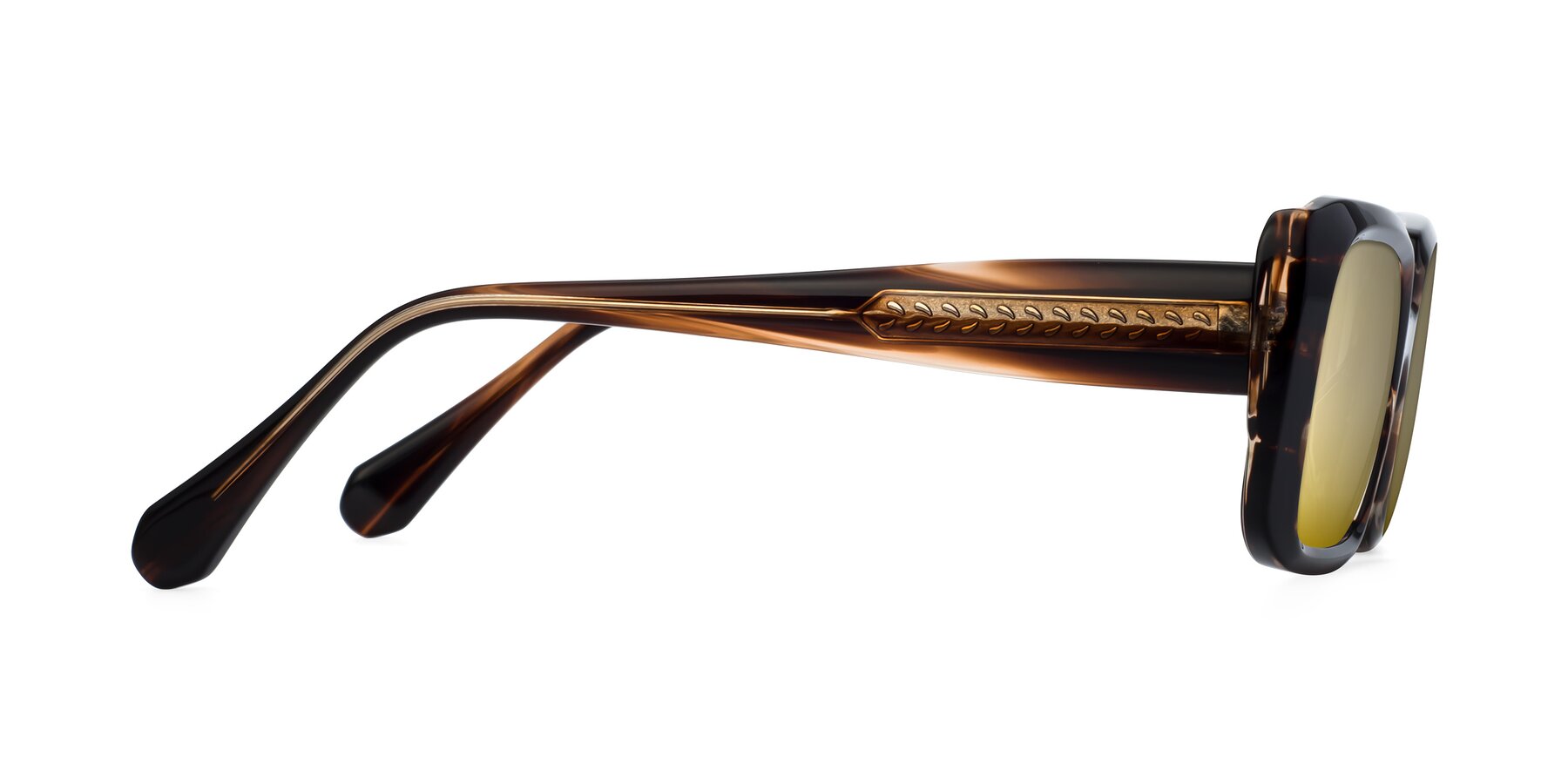 Side of Board in Deep Brown with Gold Mirrored Lenses