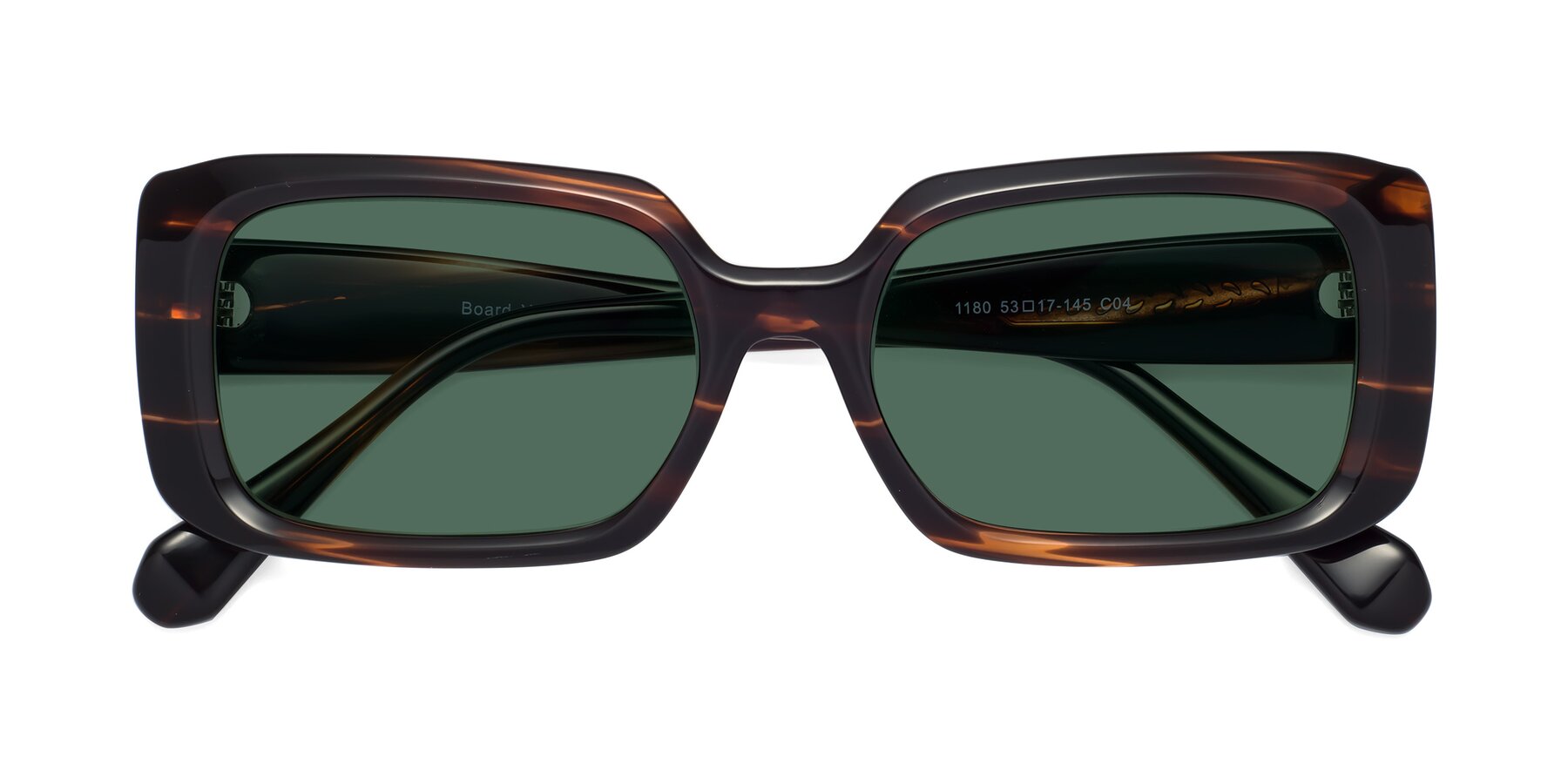 Folded Front of Board in Deep Brown with Green Polarized Lenses