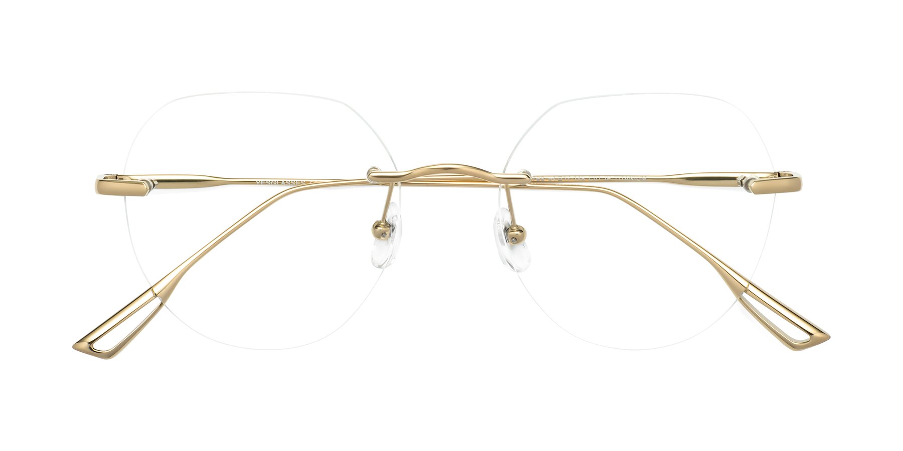 Folded Front of Torres in Gold with Clear Eyeglass Lenses