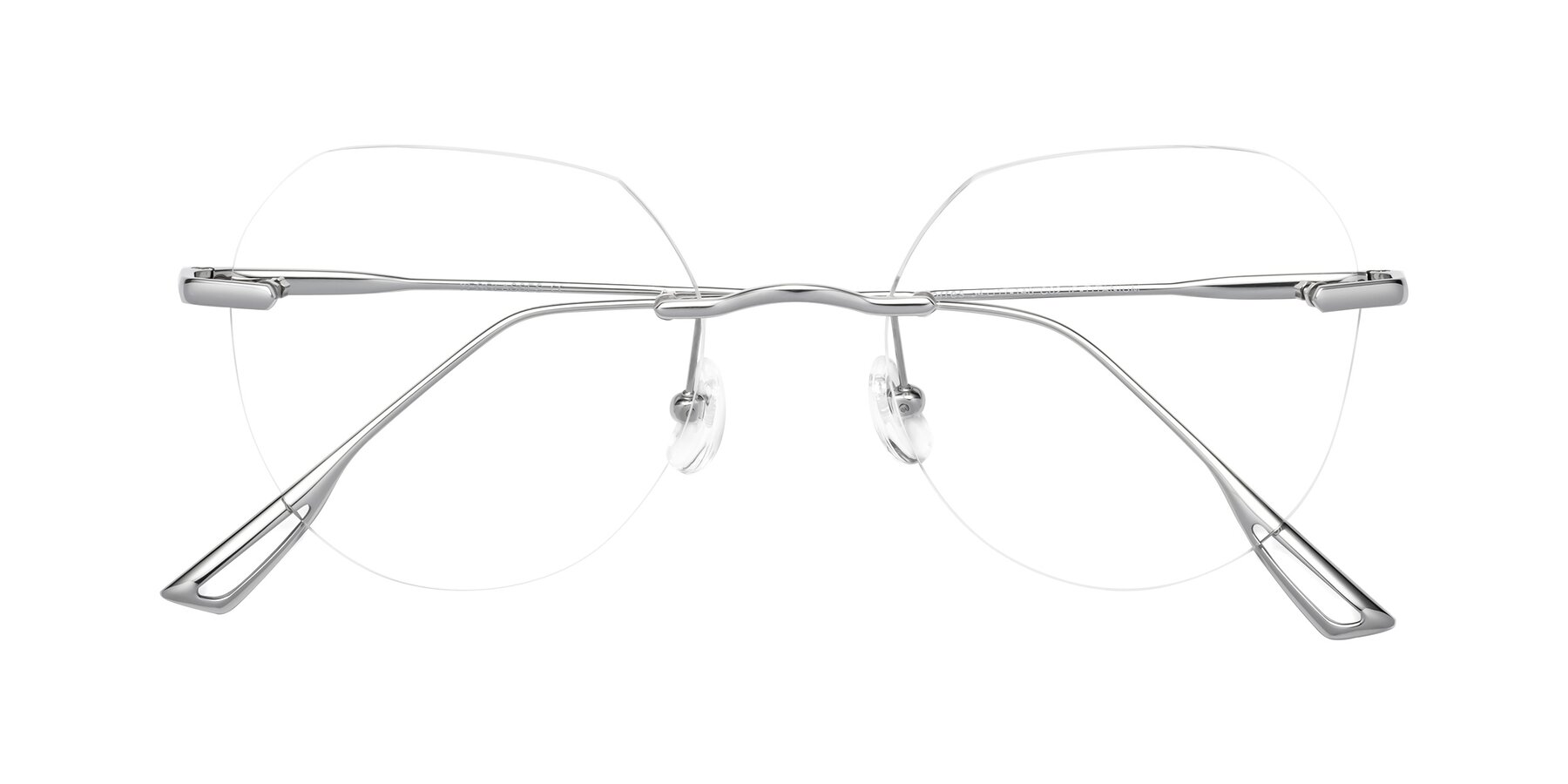 Folded Front of Torres in Silver with Clear Blue Light Blocking Lenses