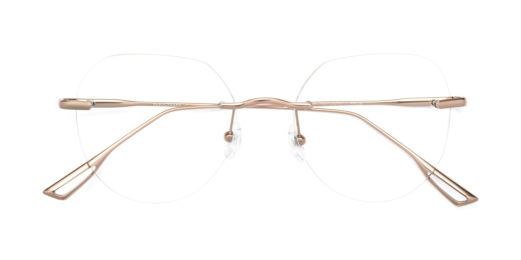 Folded Front of Torres in Rose Gold with Clear Eyeglass Lenses